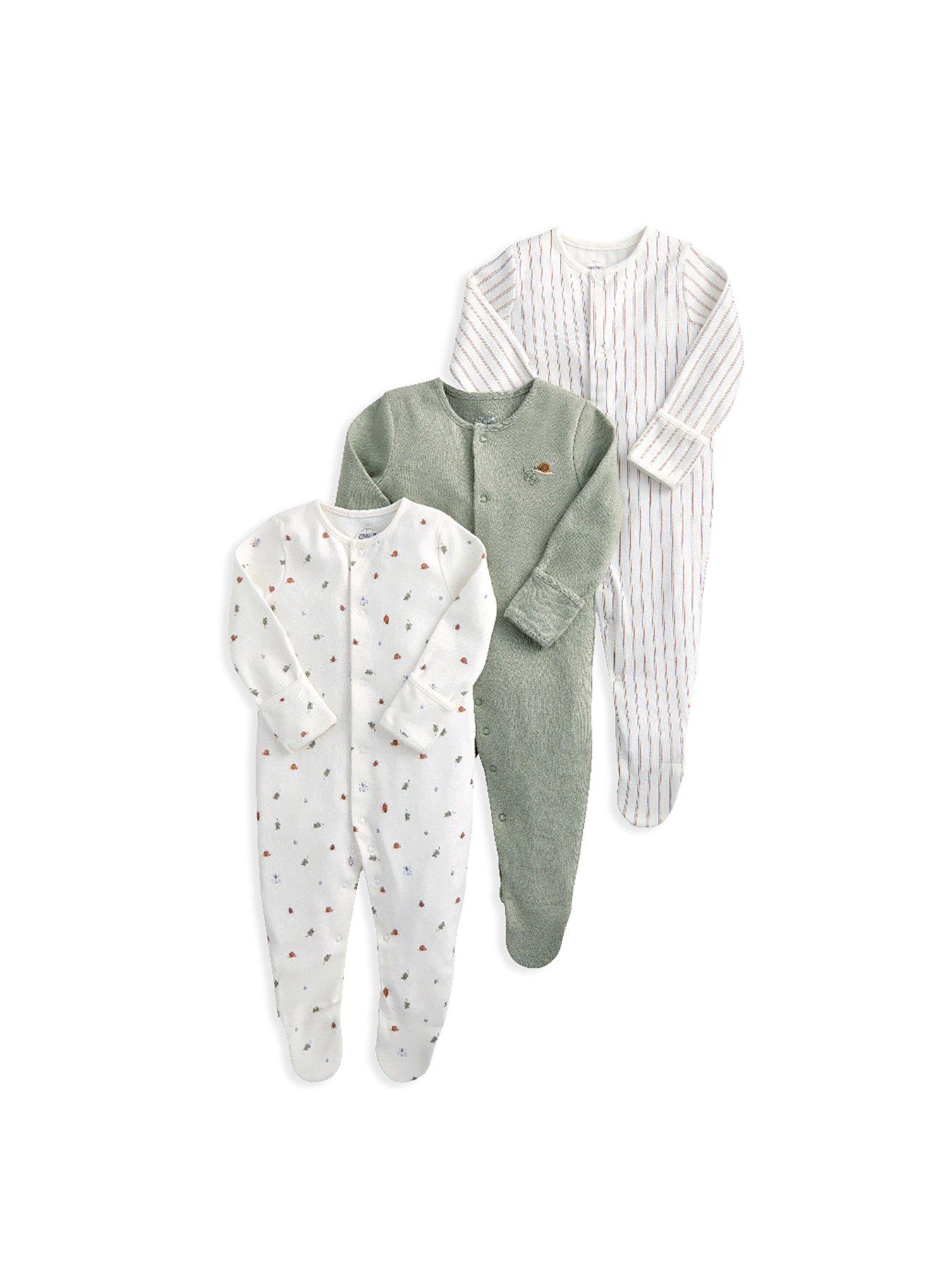 undefined Baby Boys 3 Pack Outdoor Stripe Sleepsuits - Multi