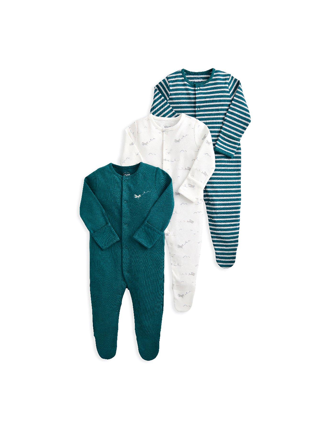 Image 1 of 2 of Mamas & Papas Baby Boys 3 Pack Planes Stripe Sleepsuits - Multi
