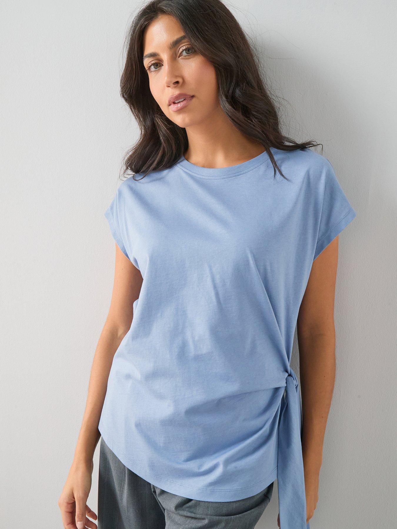 Image 1 of 6 of The Very Collection Tie Side T-Shirt - Blue