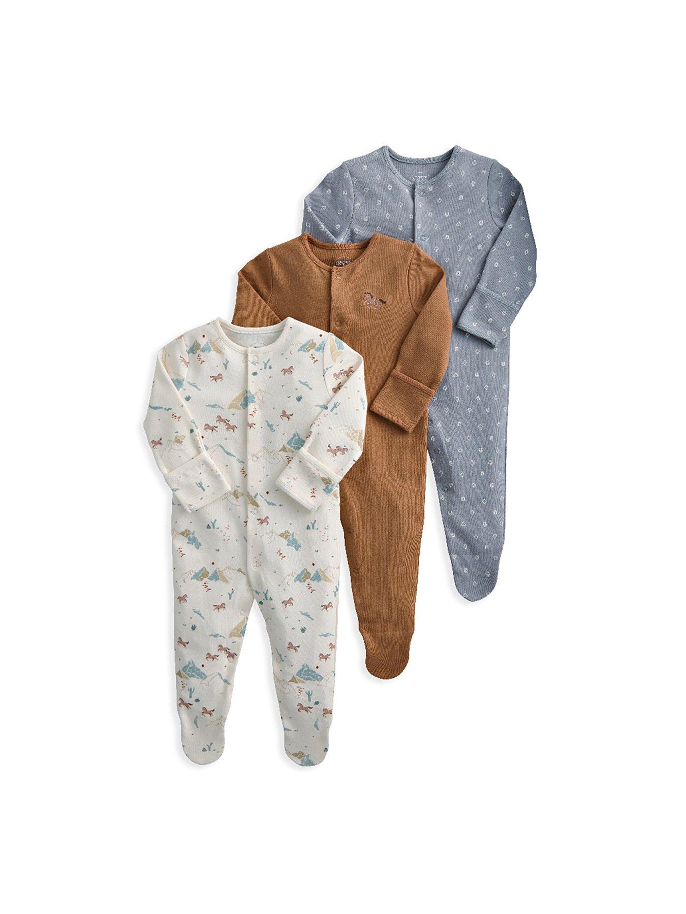 undefined Baby Boys 3 Pack Rodeo Cards & Horse Sleepsuits - Multi