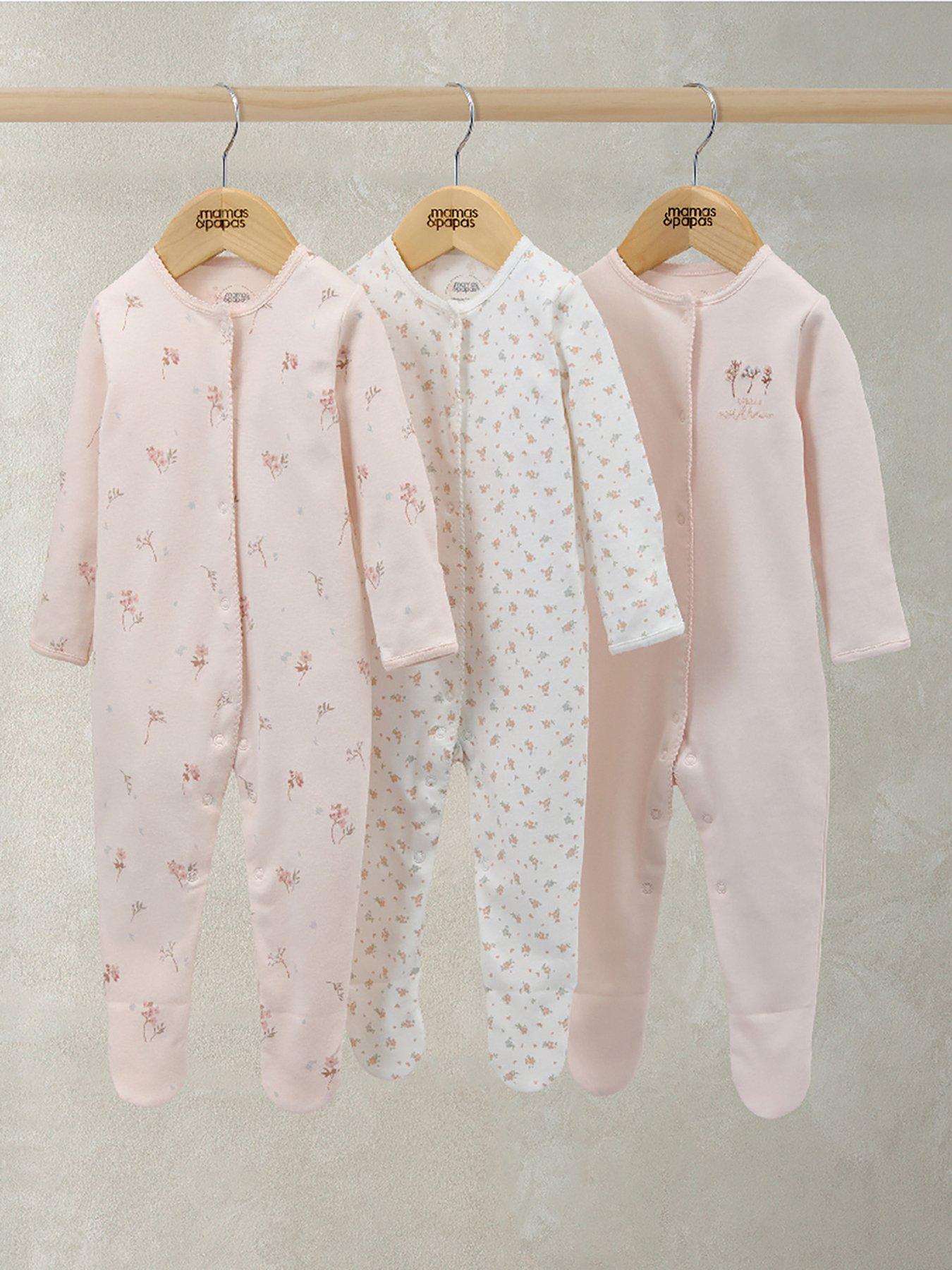 Mamas Papas Baby Girls Pack Ditsy Floral Sleepsuits Multi Very