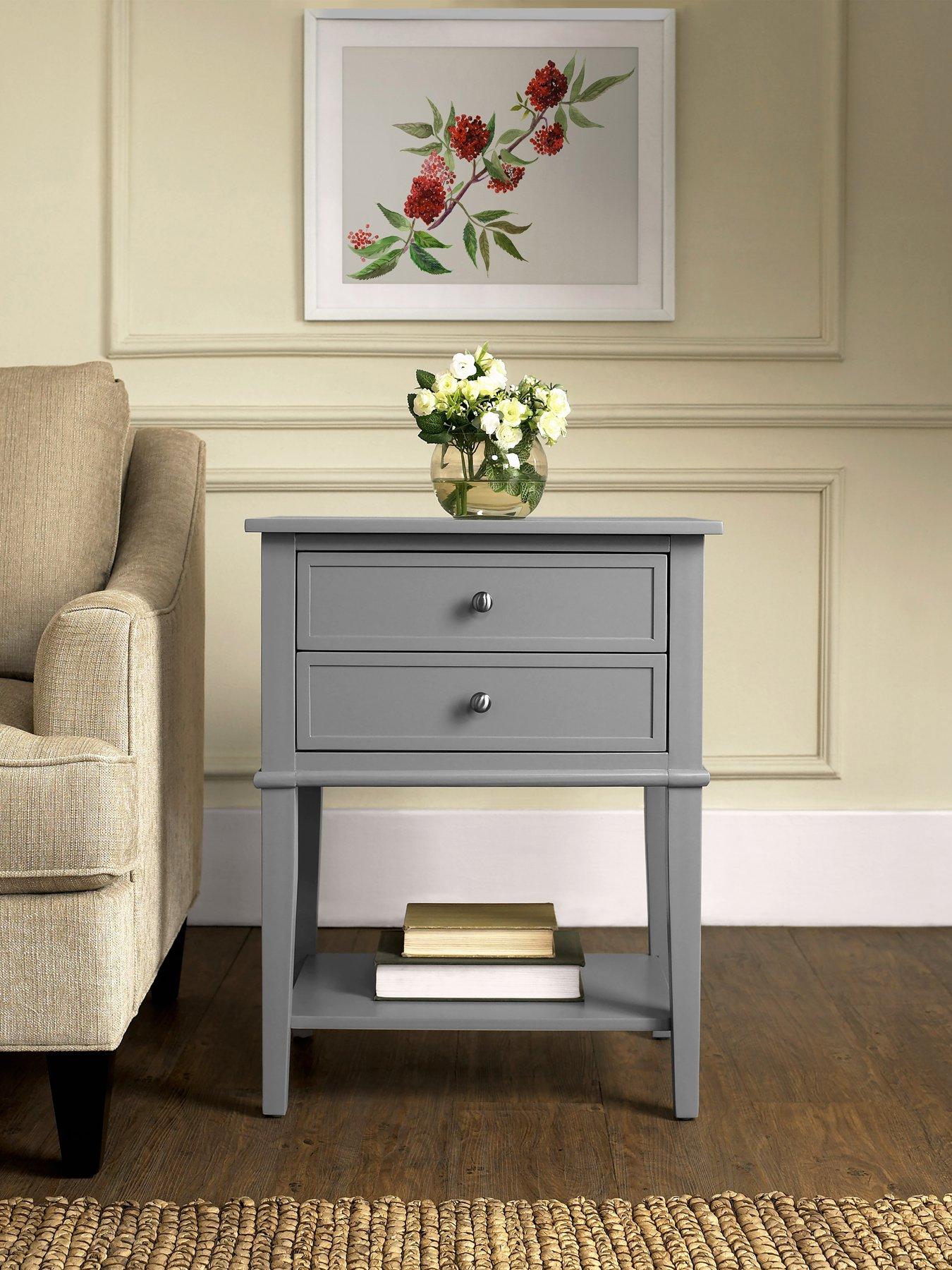 Image 1 of 6 of Dorel Home Franklin Accent Table With 2 Drawers Grey