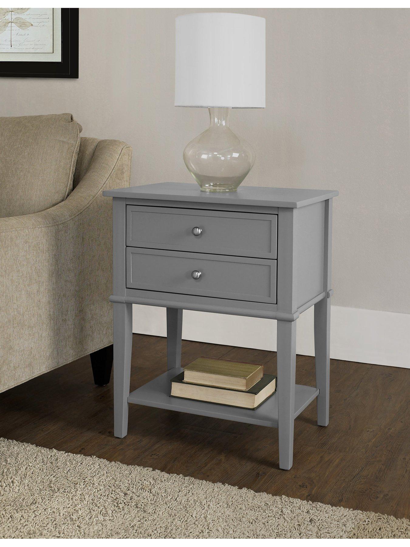 Image 3 of 6 of Dorel Home Franklin Accent Table With 2 Drawers Grey