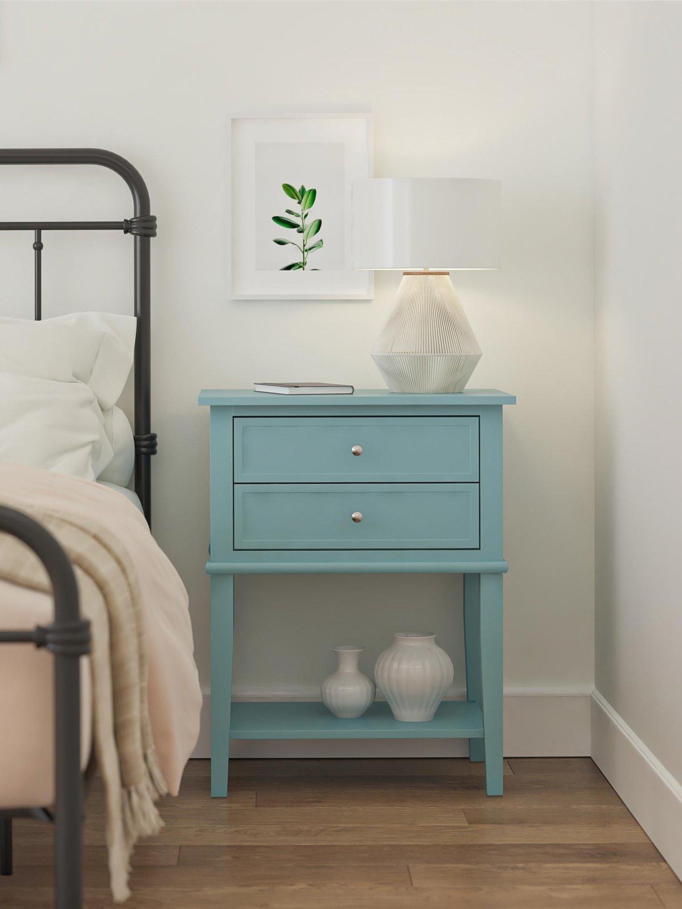 undefined Franklin Accent Table With 2 Drawers Blue