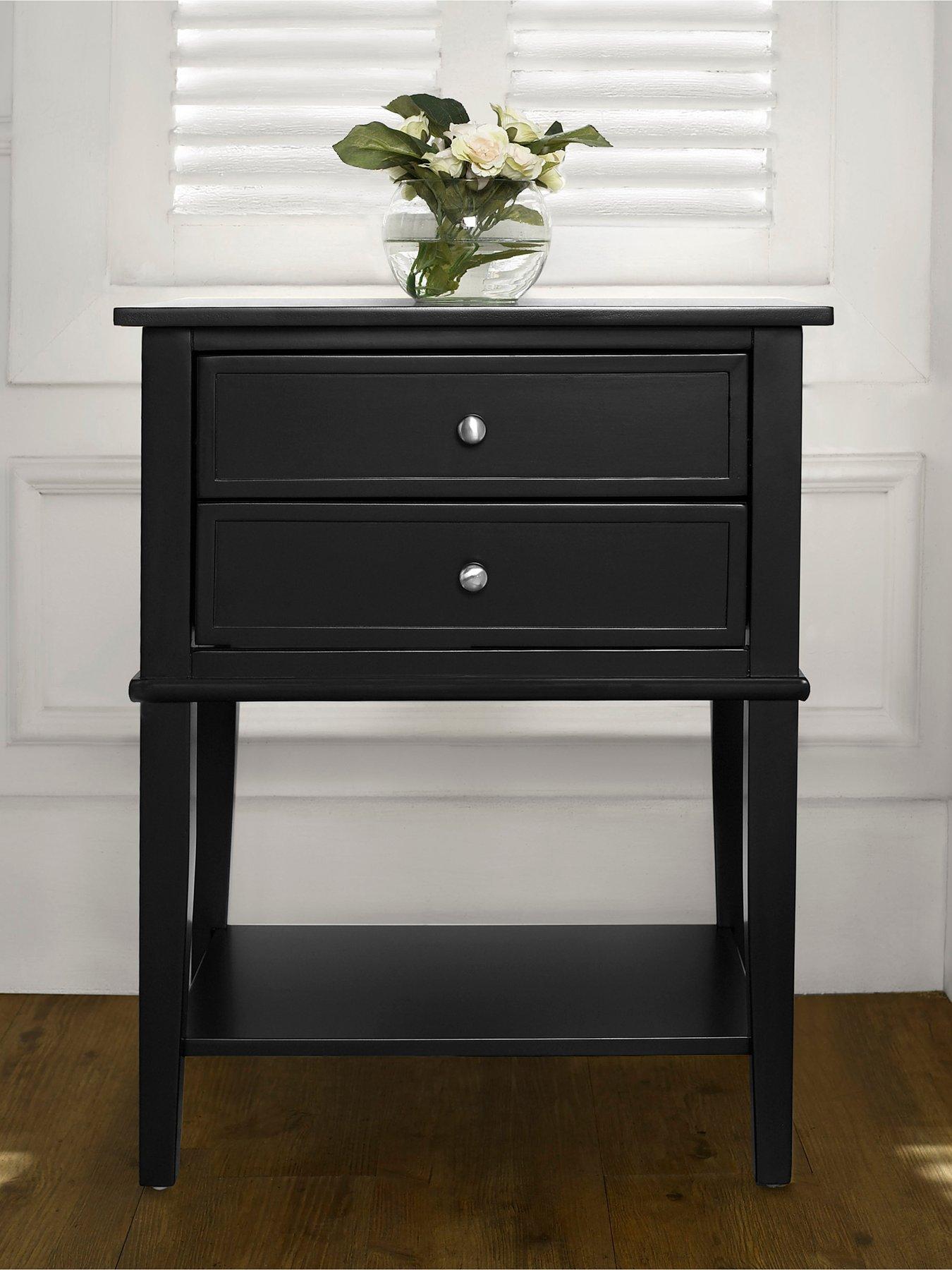 undefined Franklin Accent Table With 2 Drawers Black