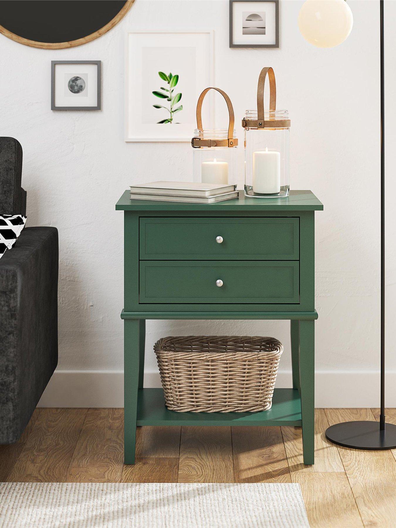 undefined Franklin Accent Table With 2 Drawers Hunter Green