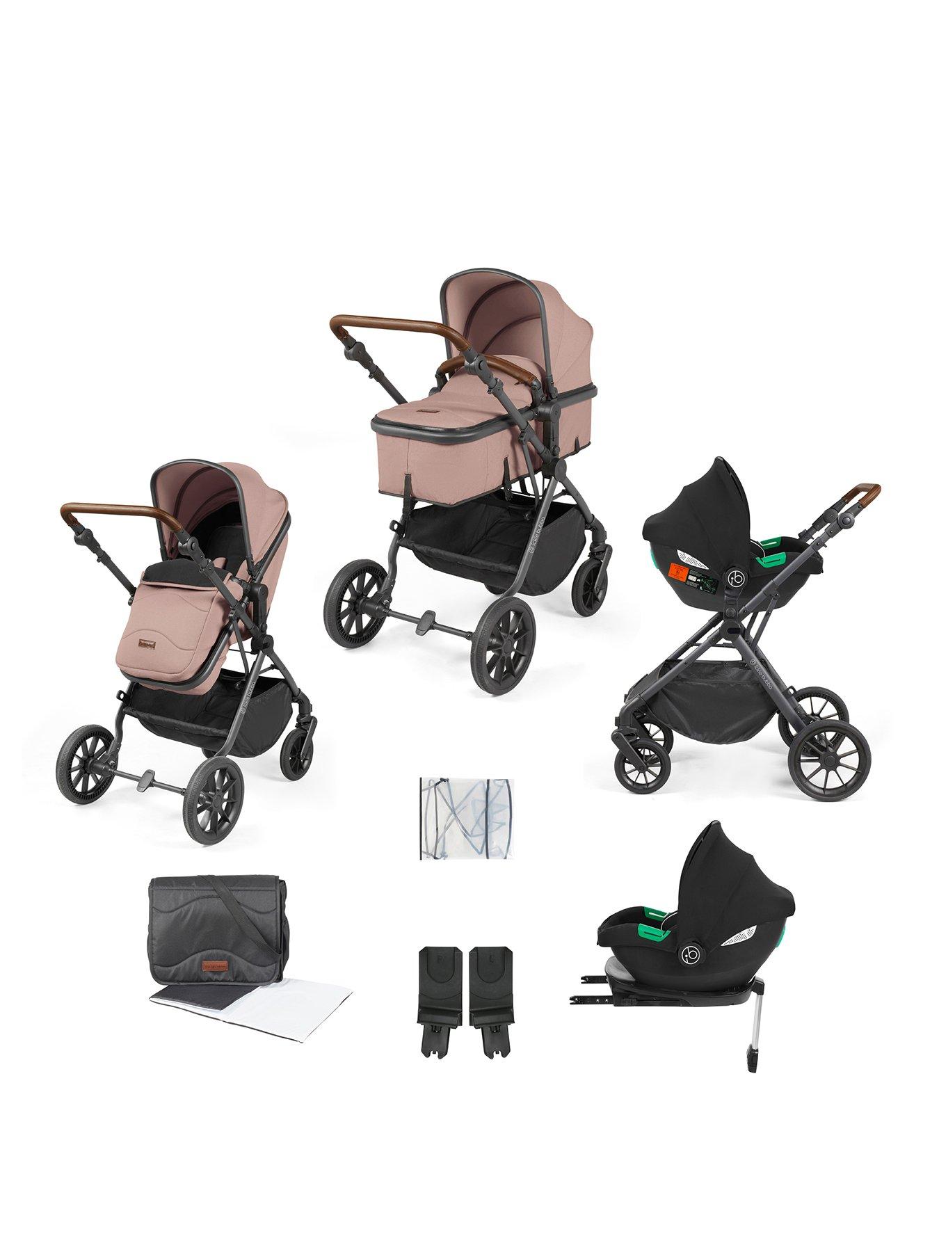 Ickle Bubba Cosmo All-in-One i-Size Travel System with Cirrus Car Seat & ISOFIX Base - Gunmetal / Desert / Tan