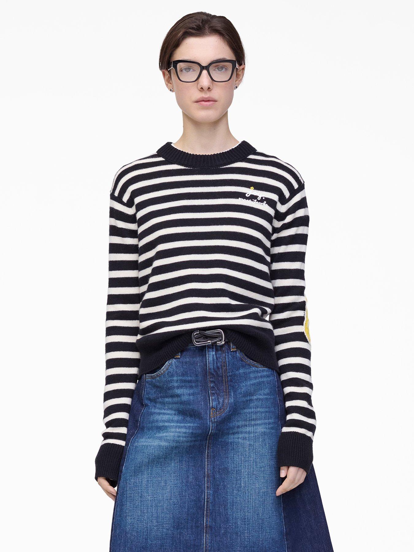 MARC JACOBS Joy Striped Crew Neck Jumper - Black