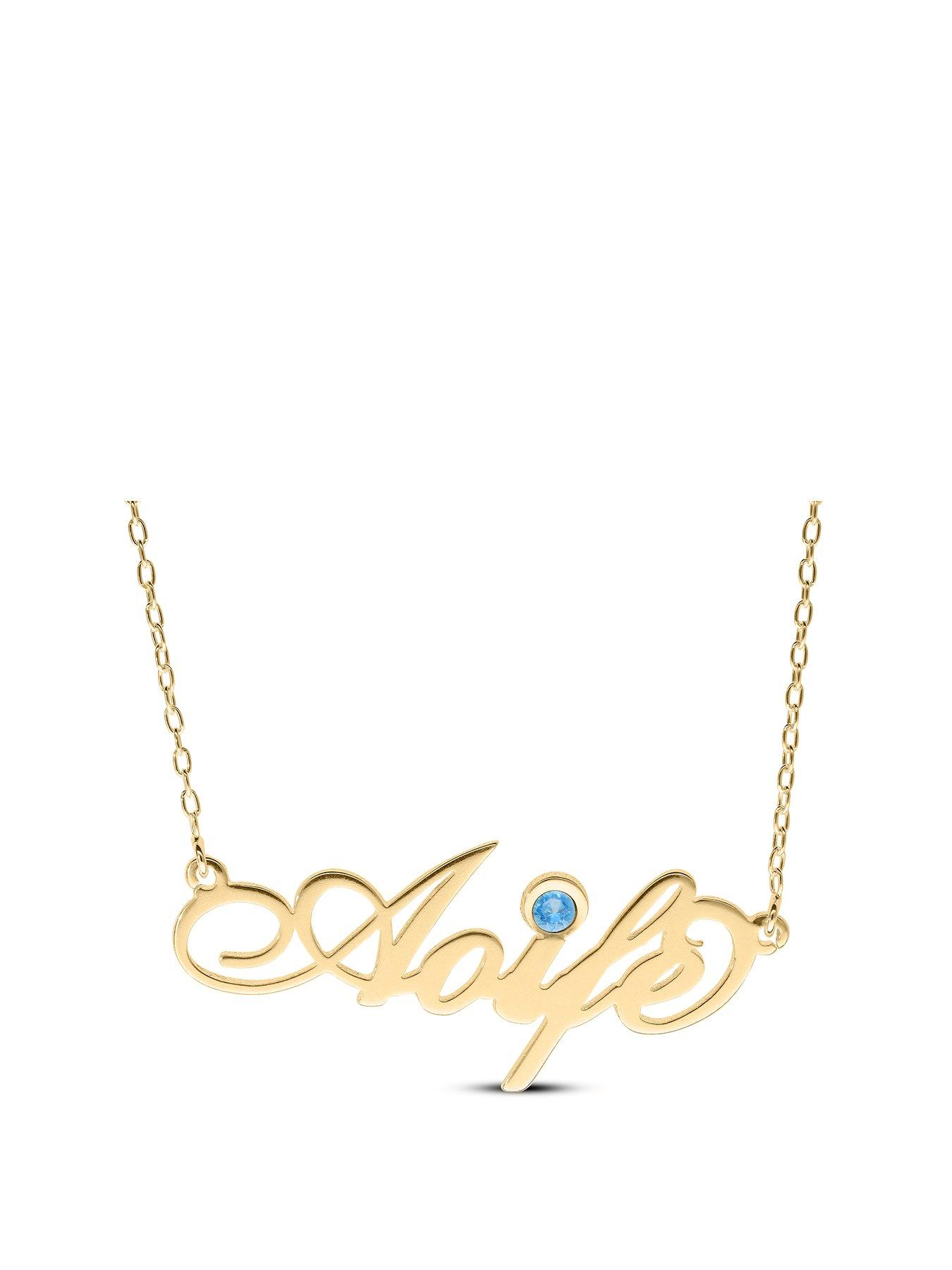 undefined Gold Plated Silver Personalised Birthstone Necklace - September