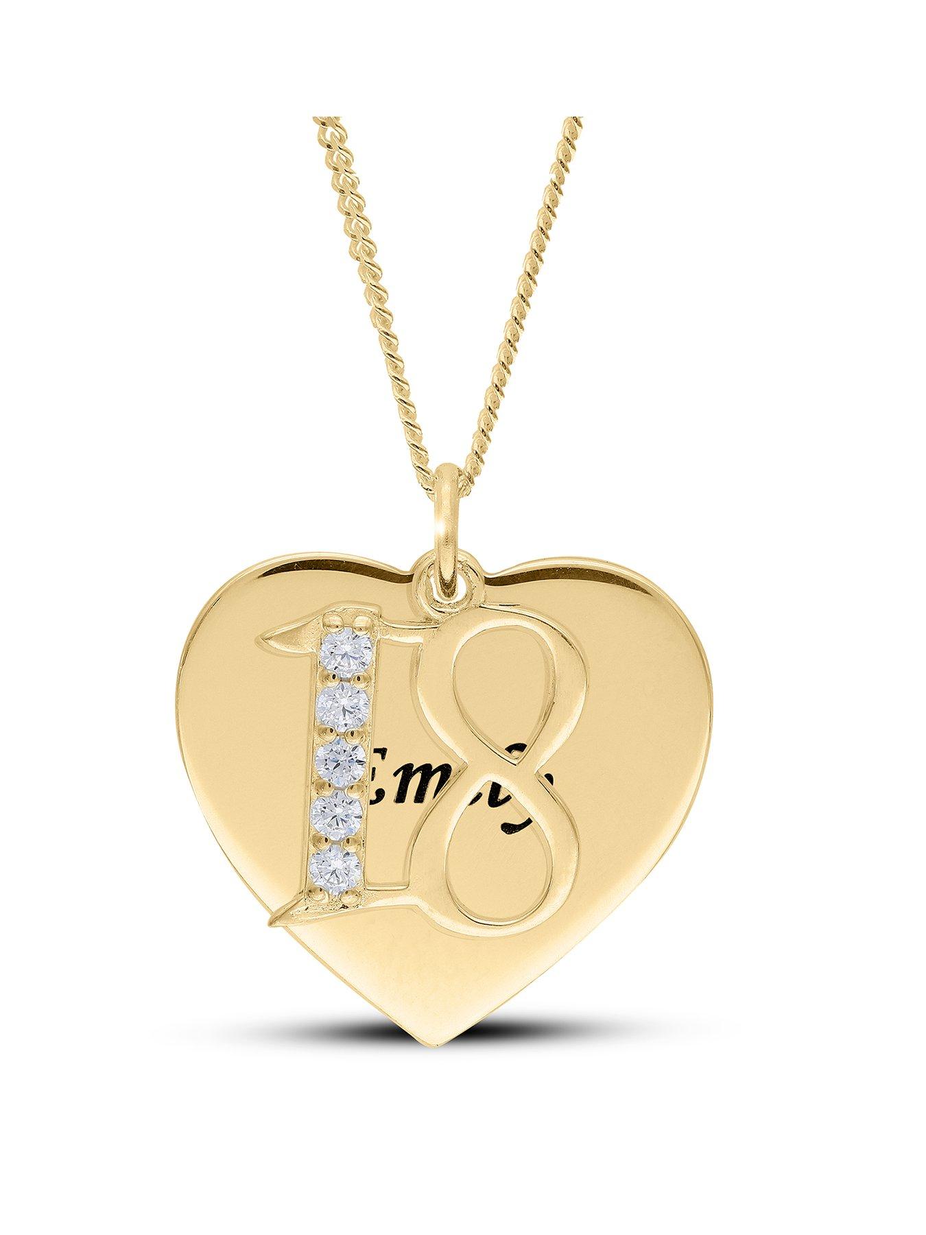 undefined Personalised Yellow Gold Plated Silver Coming of Age Cubic Zirconia Set Pendant