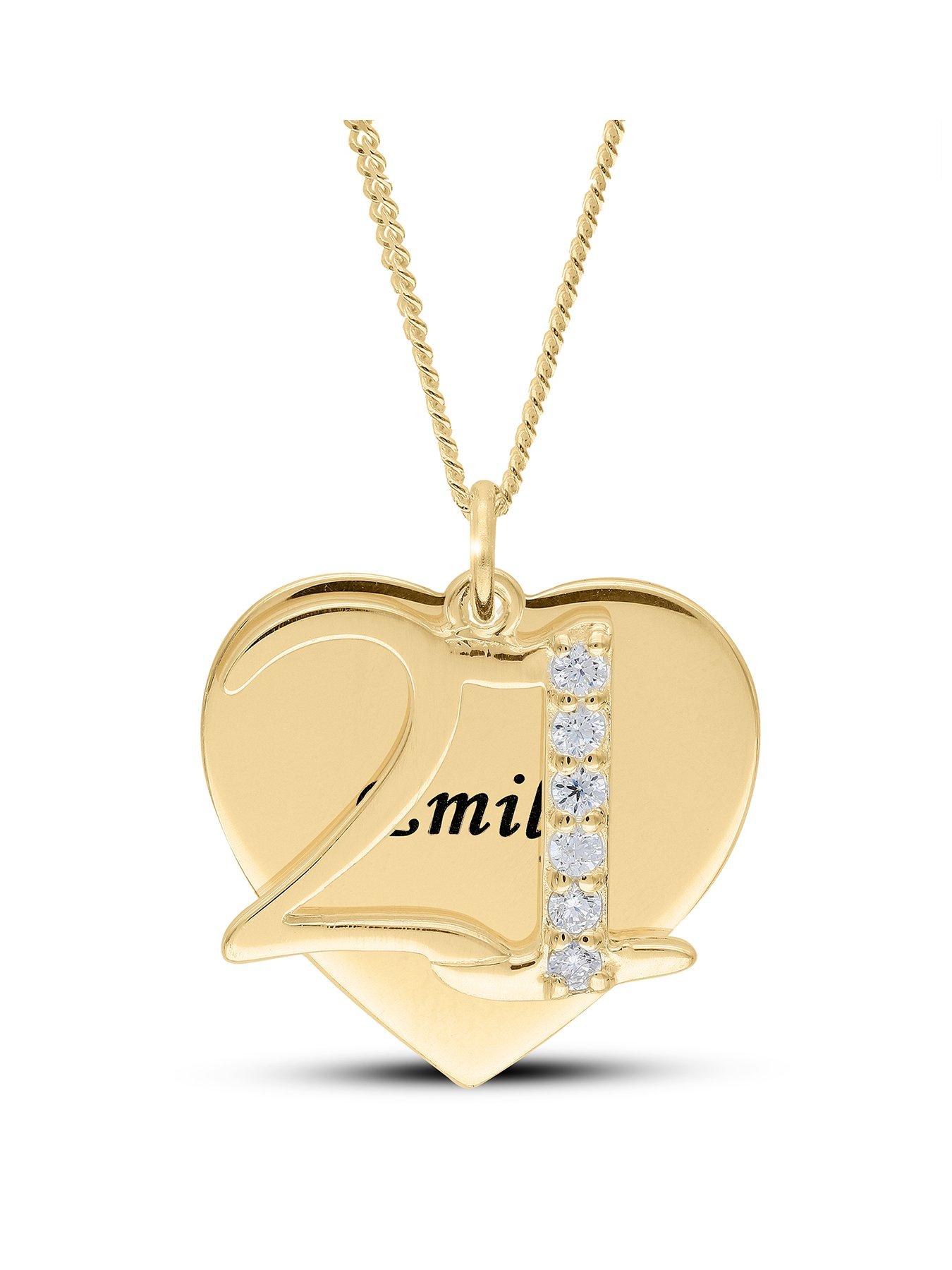 The Love Collection Personalised Yellow Gold Plated Silver Coming of Age Cubic Zirconia Set Pendant