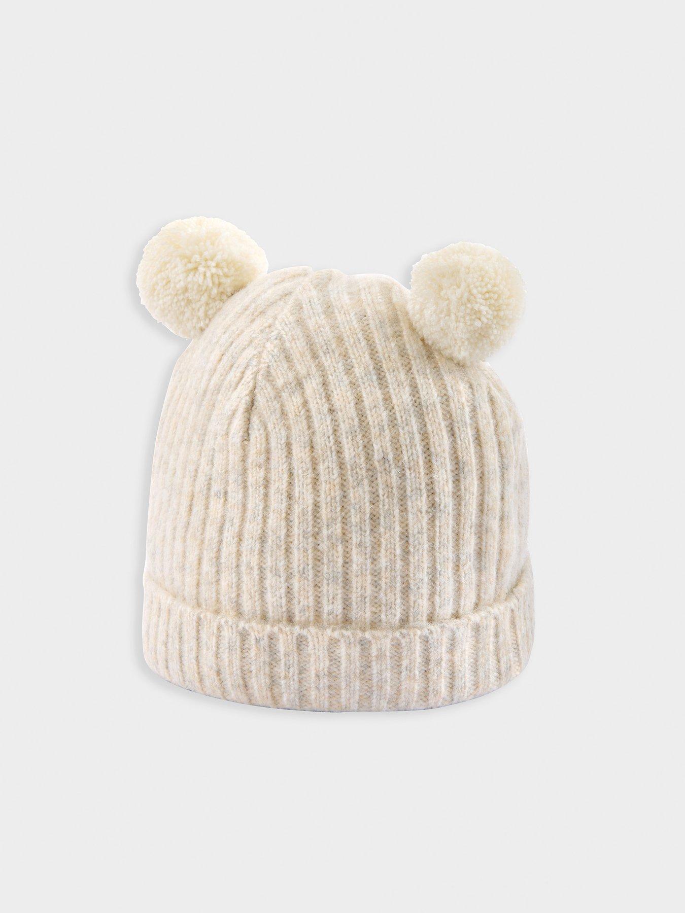 Mamas & Papas Baby Unisex Rib Knitted Pom Pom Hat - Beige