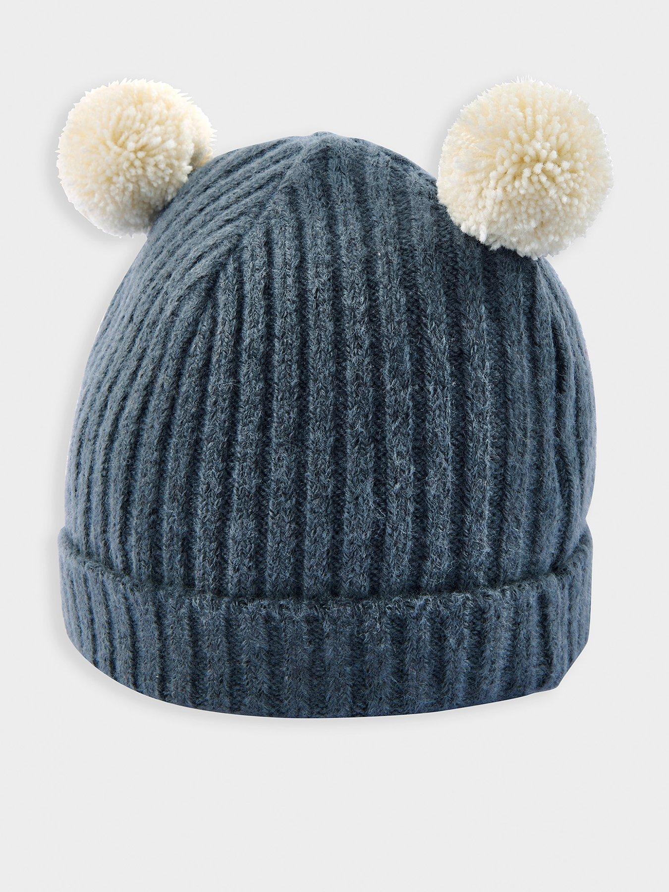 Mamas & Papas Baby Boys Rib Knit Pom Pom Hat - Blue