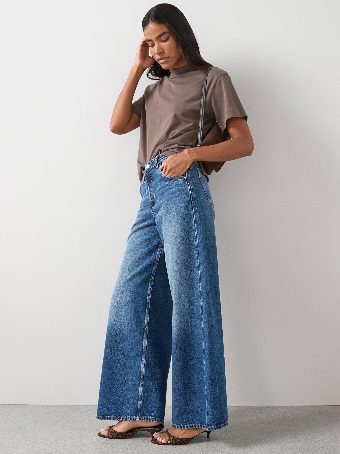 The Very Collection High Waist Wide Leg Jeans - Dark Wash