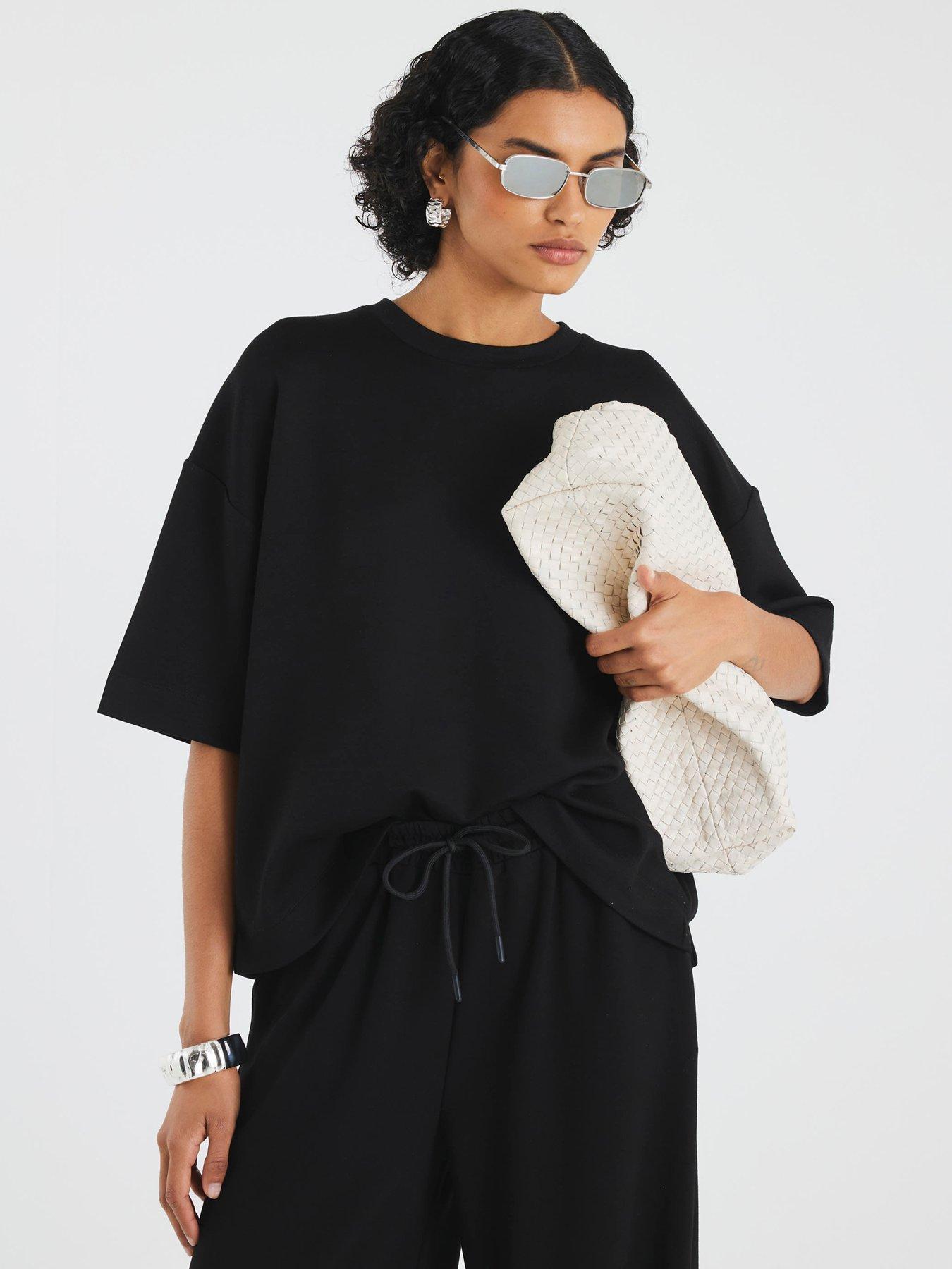 Image 2 of 5 of River Island Short Sleeve Clean Boxy Tee - Black