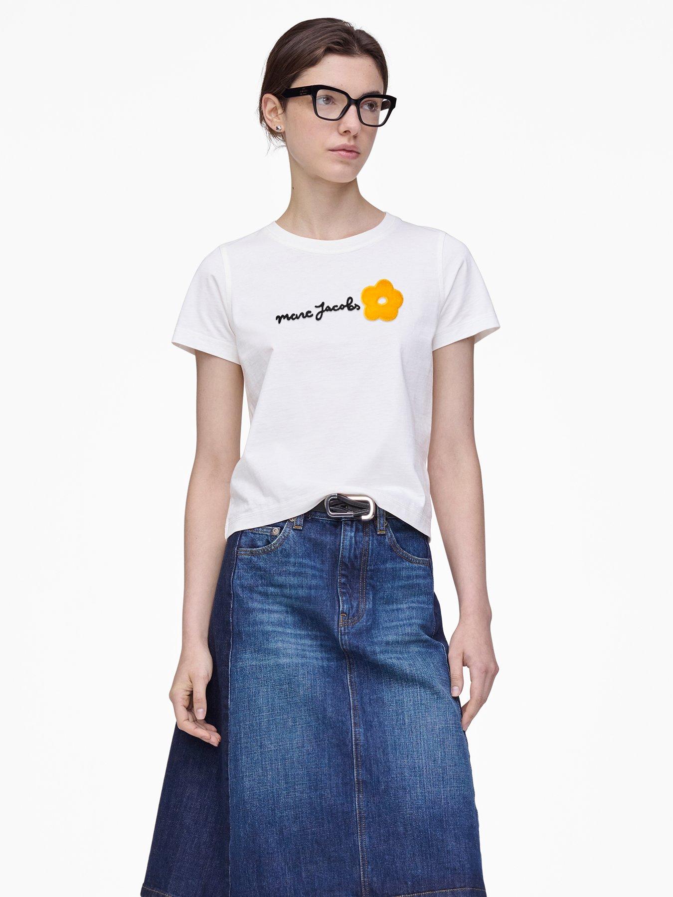 MARC JACOBS: Daisy Logo Slim T-Shirt - White