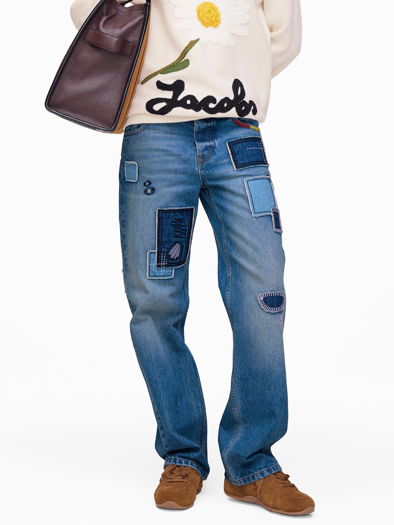 MARC JACOBS Patchwork Straight Jean - Mid Wash