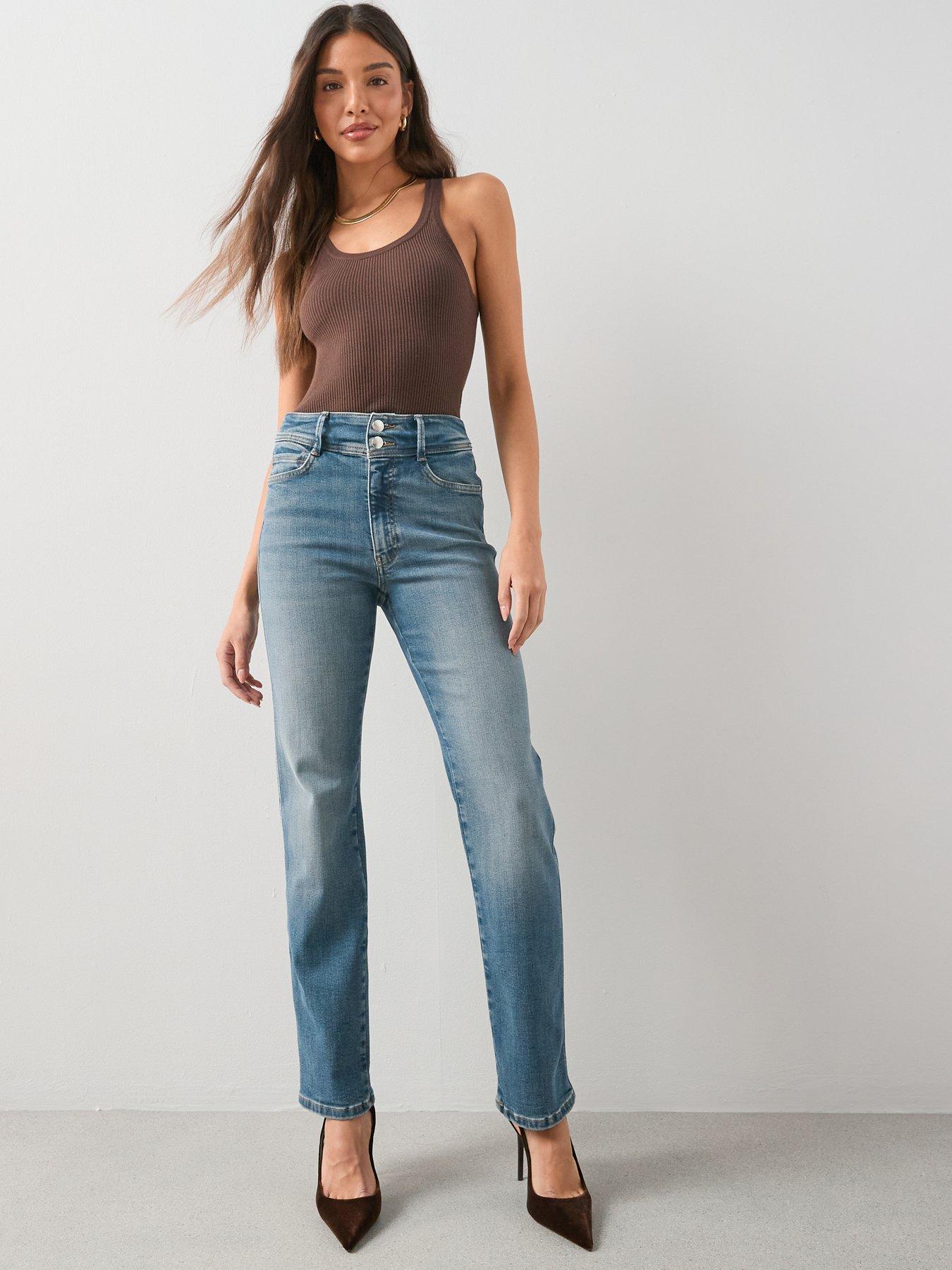 Image 1 of 7 of The Very Collection Shaping Straight Fit Jeans - Mid Wash
