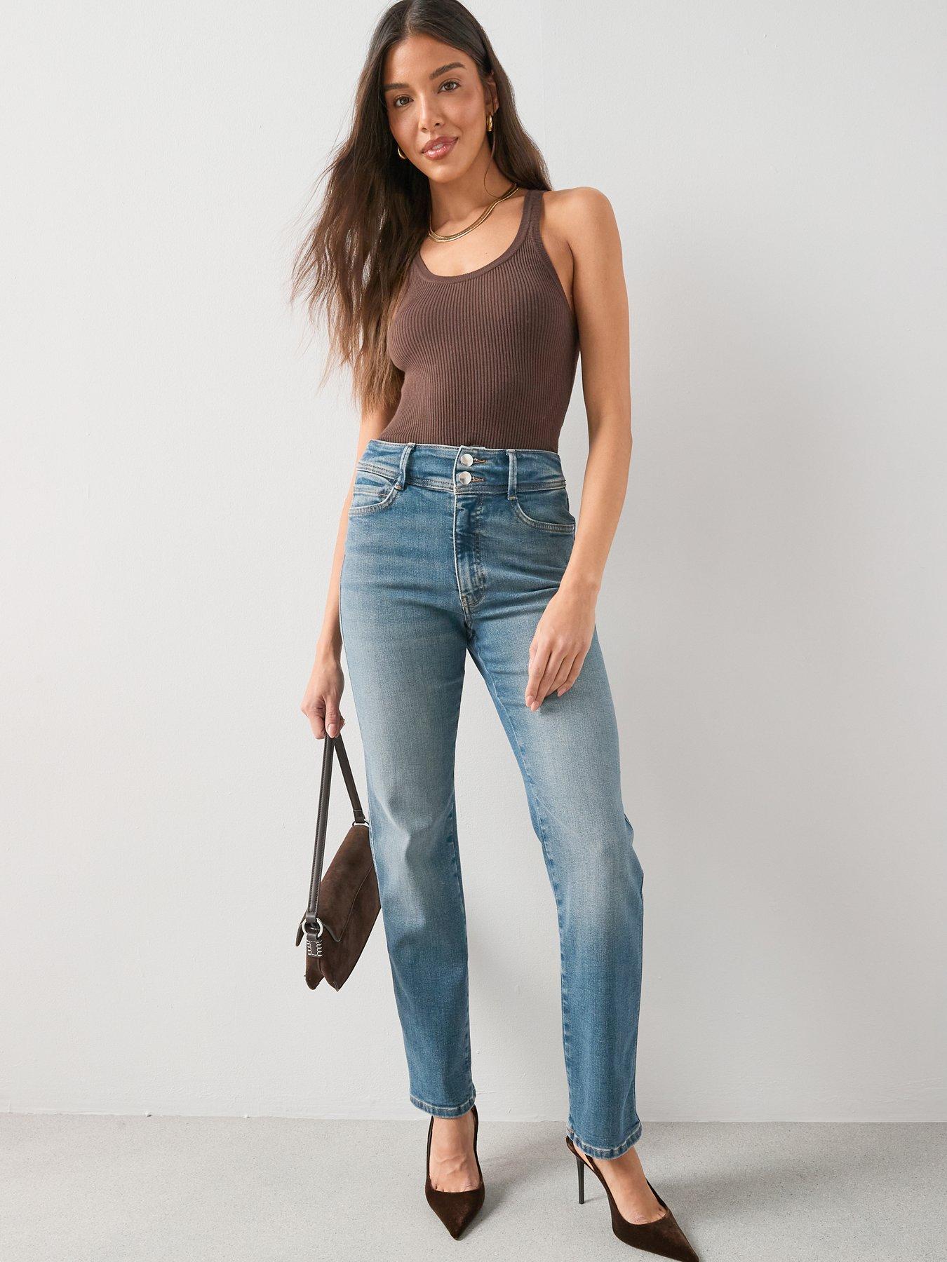 Image 3 of 7 of The Very Collection Shaping Straight Fit Jeans - Mid Wash