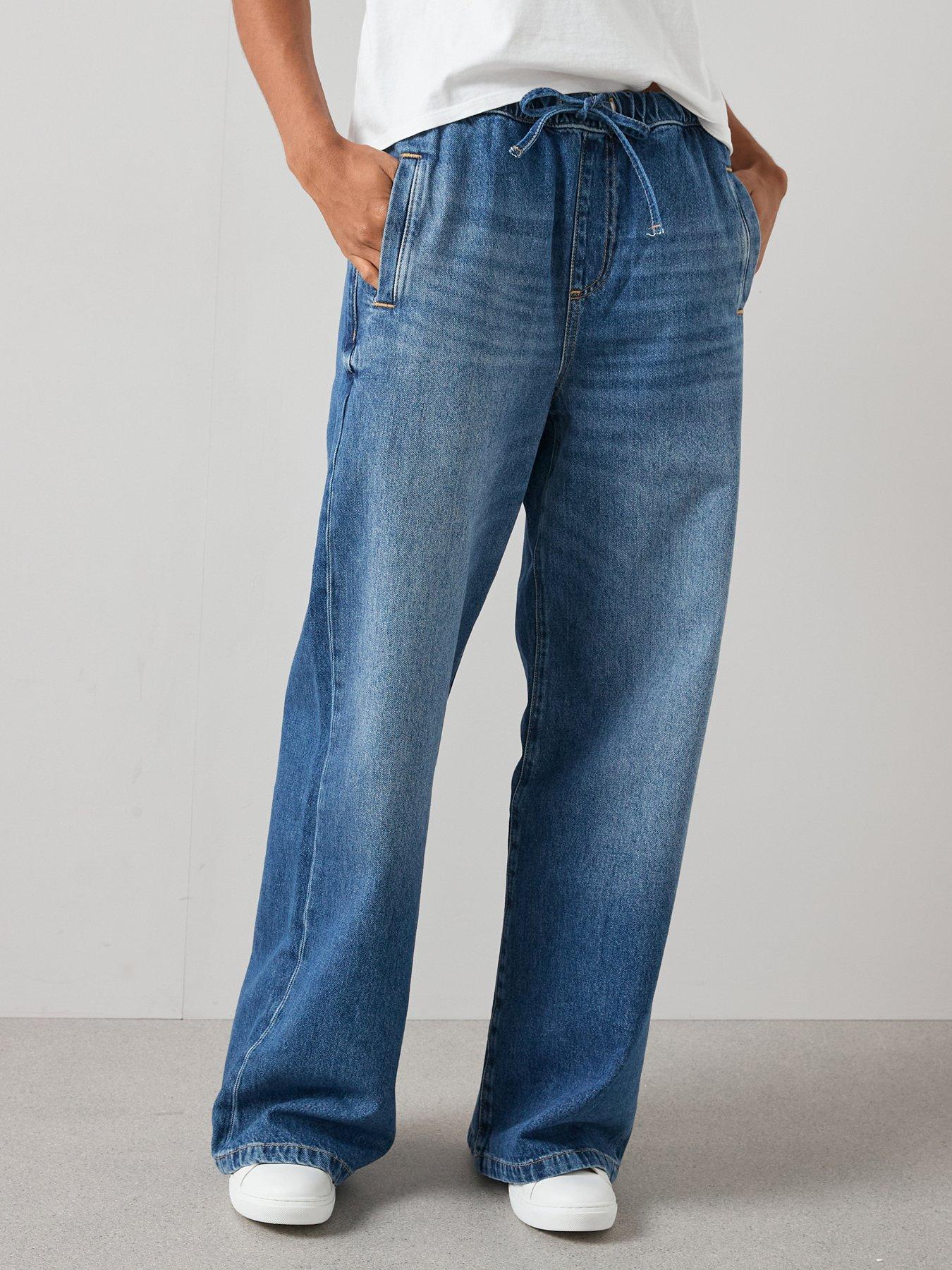 The Very Collection Drawcord Wide Leg Jeans - Mid Wash