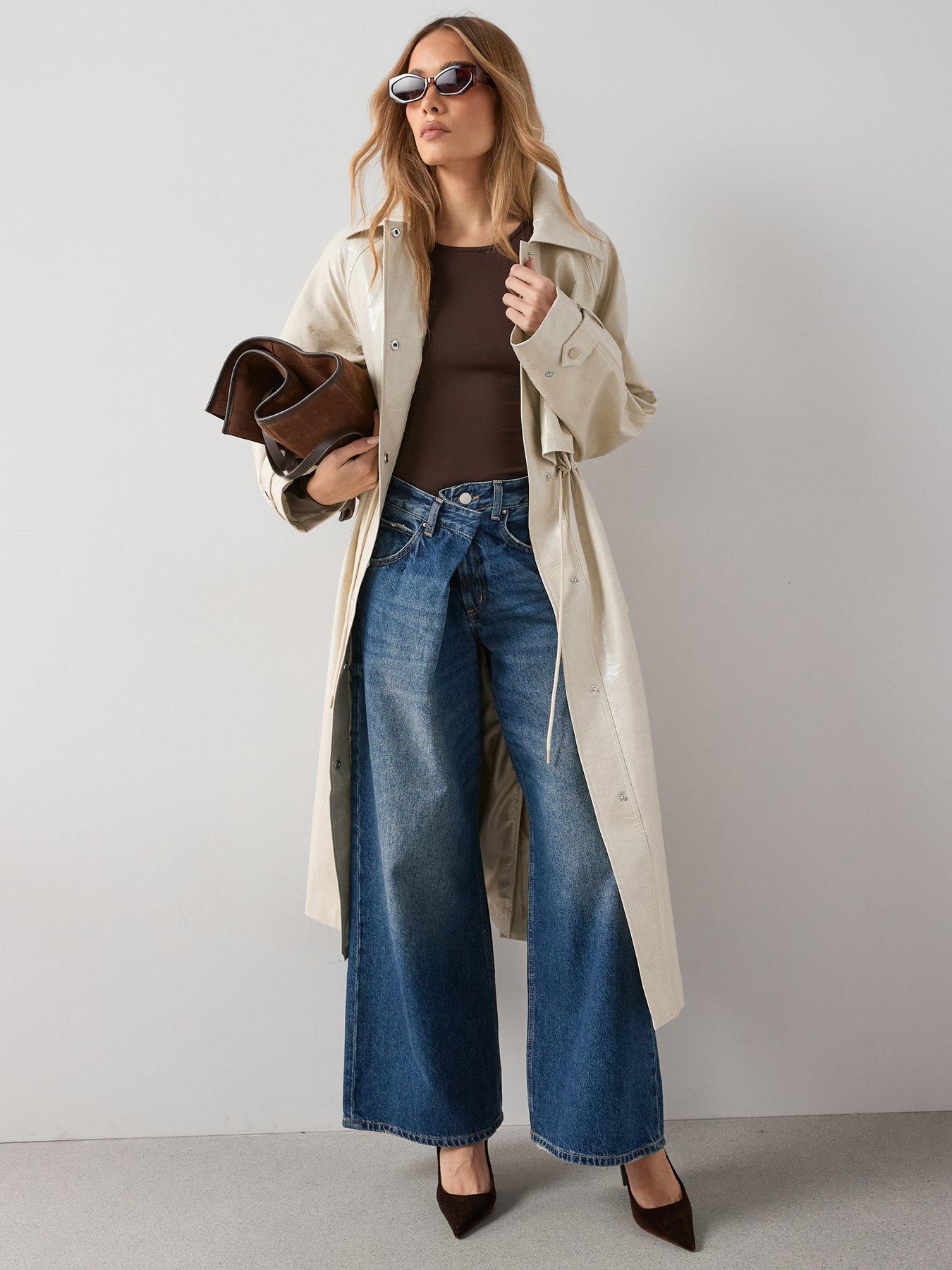 The Very Collection Drape Wrap Wide Leg Jeans - Dark Wash