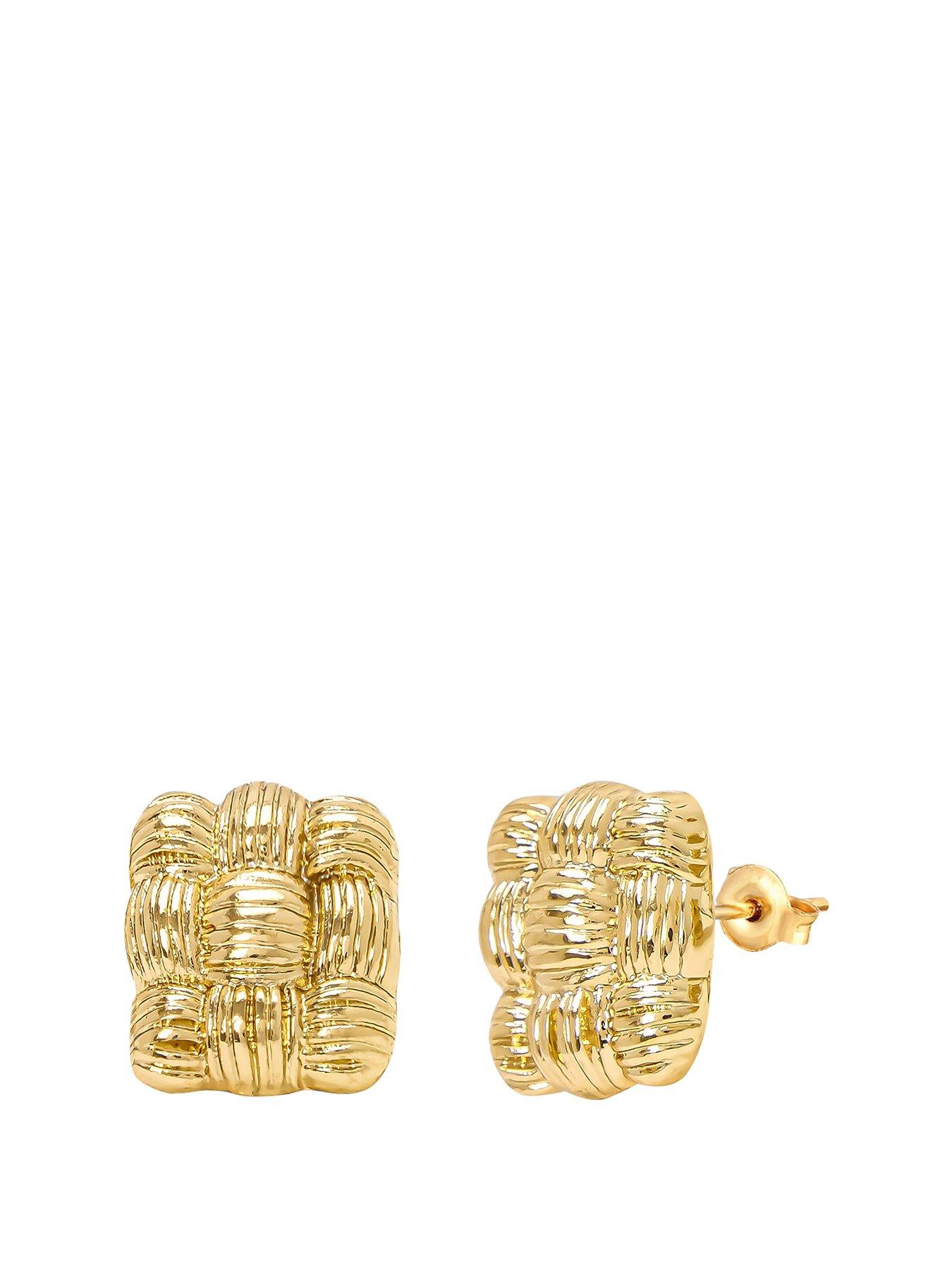 undefined Gold Lattice Stud Earrings