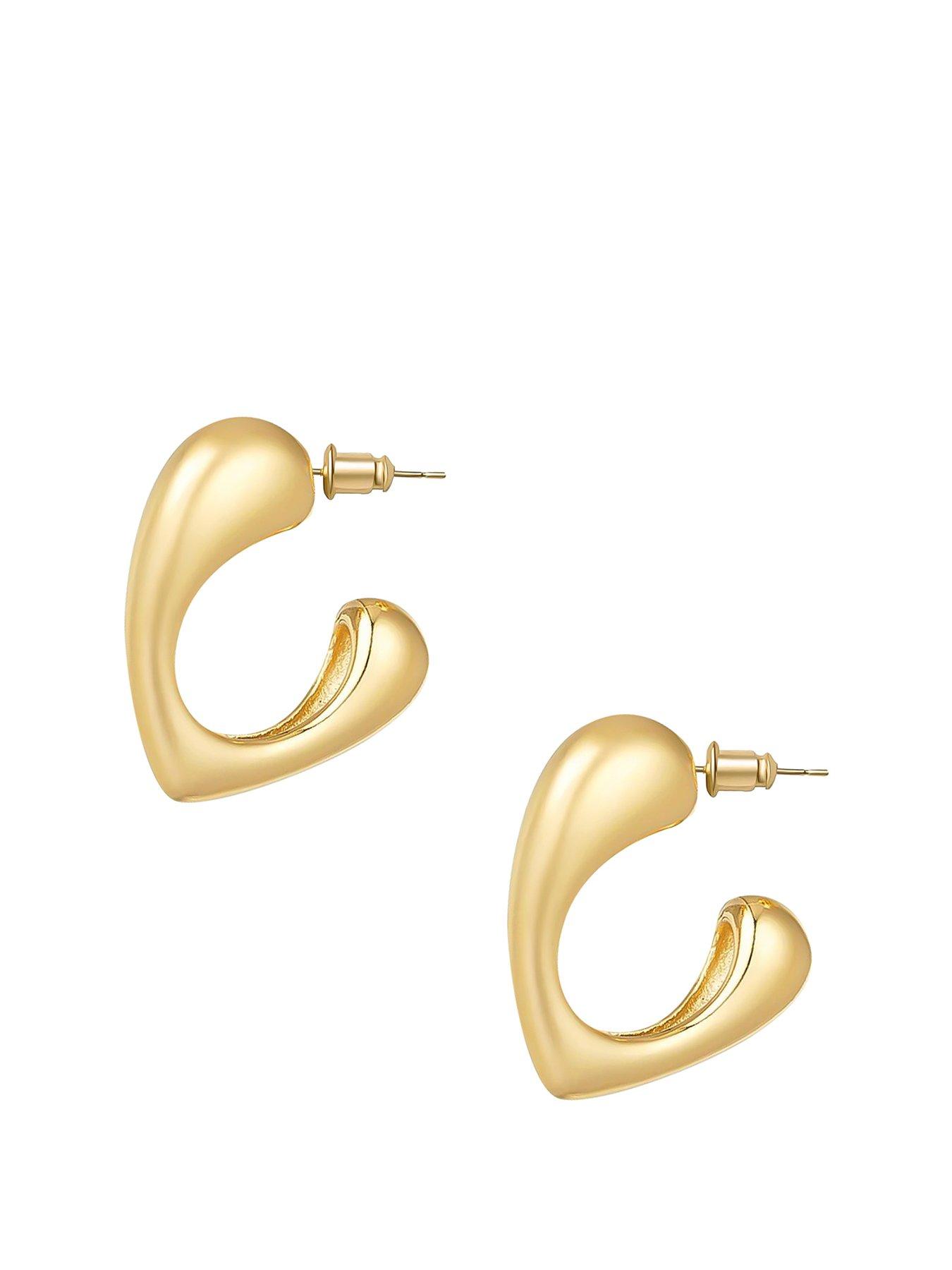The Love Collection Gold Dome Heart Stud Hoops