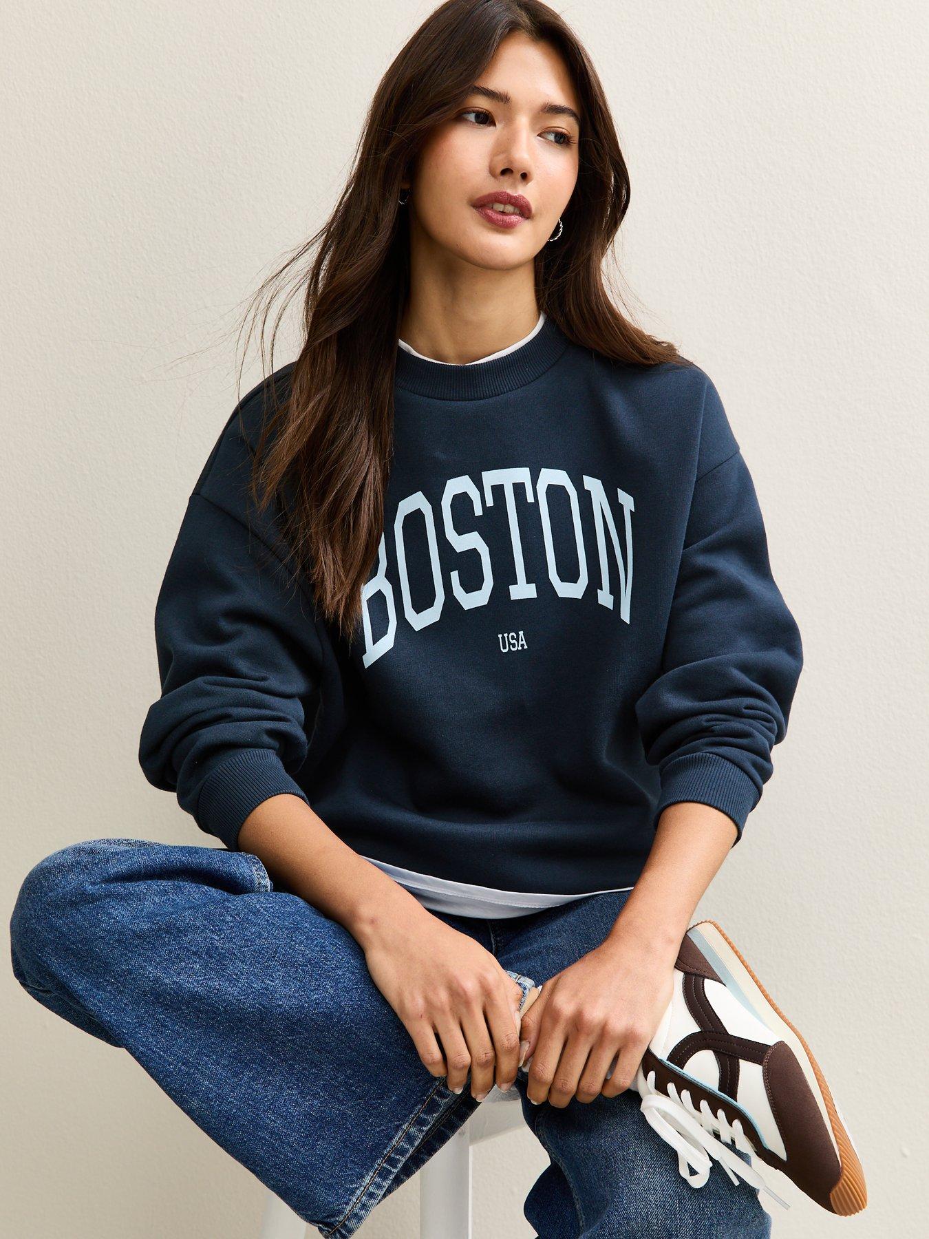 New Look Boston Crew Neck Sweatshirt - Blue