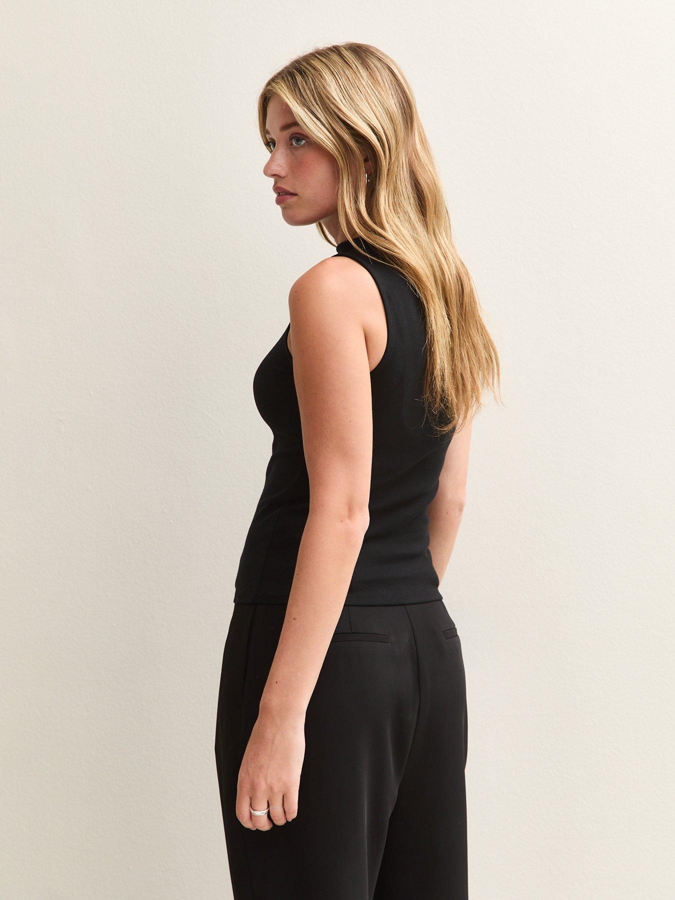 Image 2 of 6 of New Look High Neck Vest Top - Black