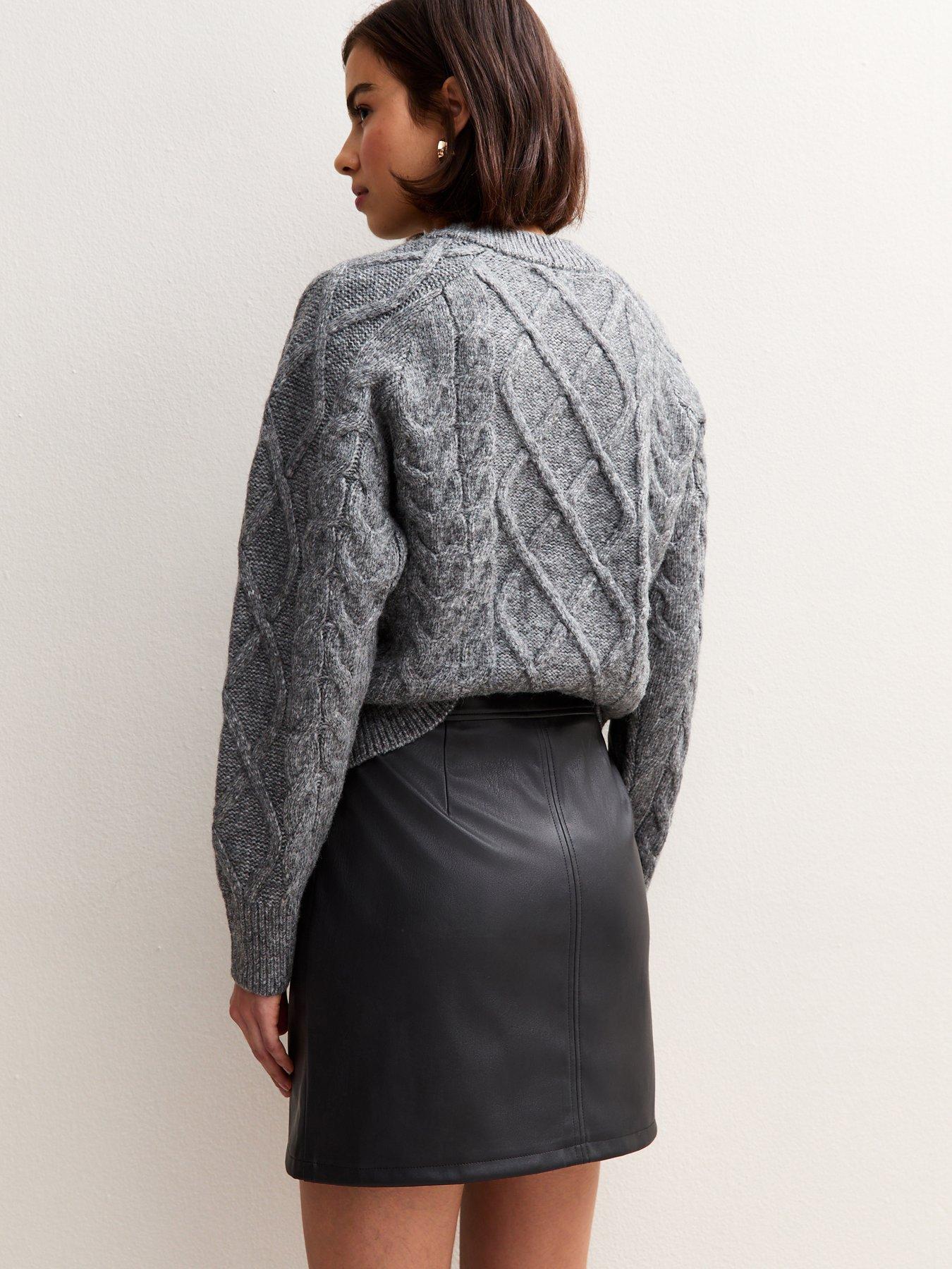 New Look Faux Leather A-Line Mini Skirt Black Very