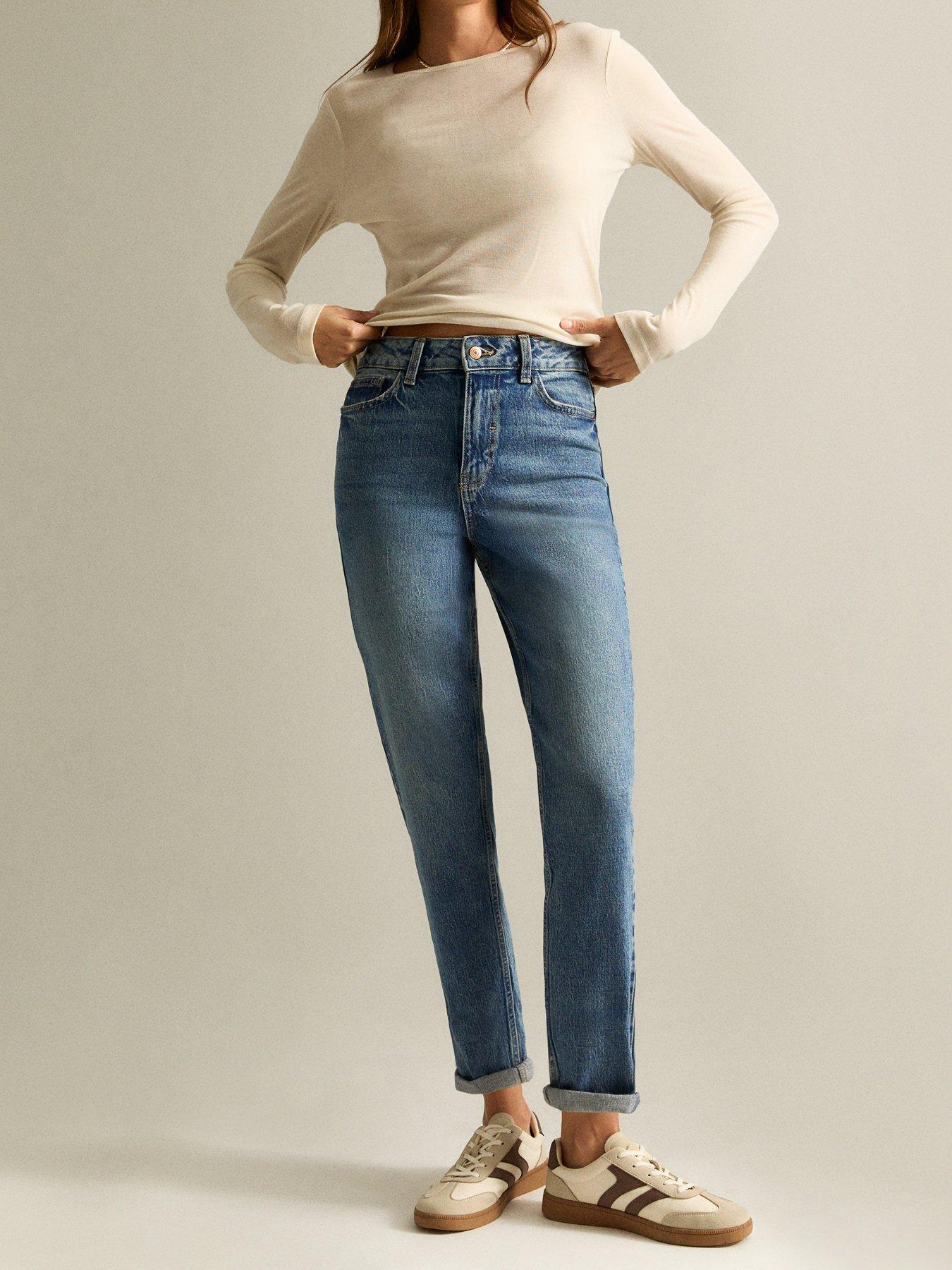 Image 1 of 5 of New Look Vintage Tint High Waist Tori Mom Jeans - Blue