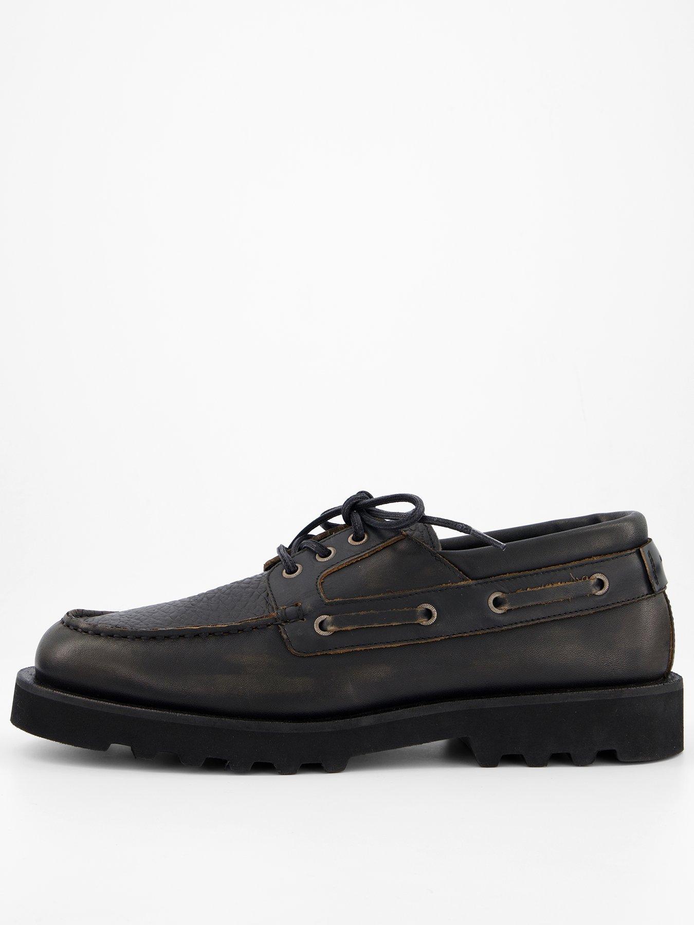 AllSaints All Saints Skiff Leather Boat Shoe - Black
