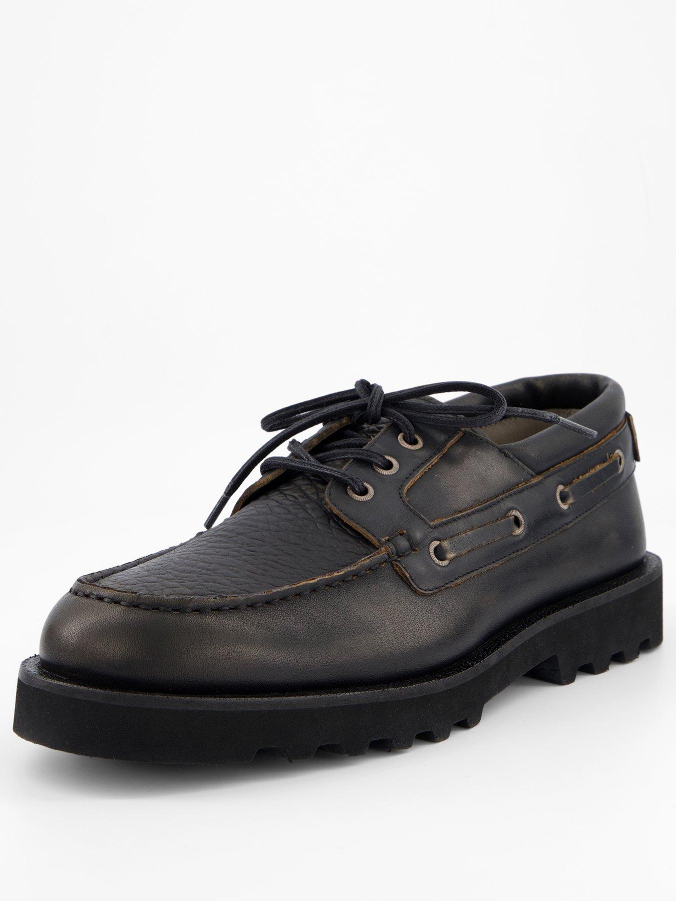 AllSaints All Saints Skiff Leather Boat Shoe Black Very