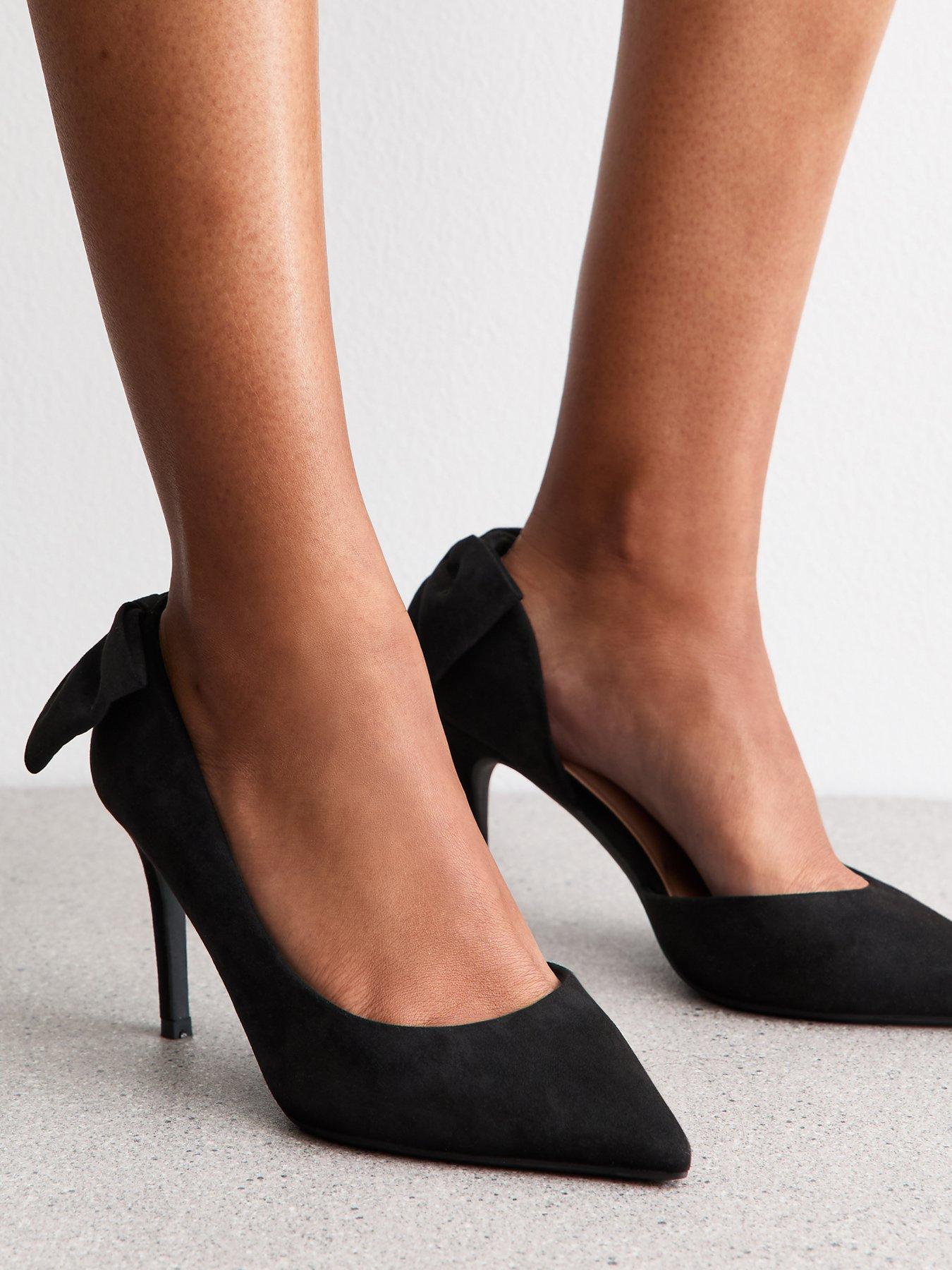 New Look Wide Fit Black Faux Suede Bow Detail Court Shoes Very