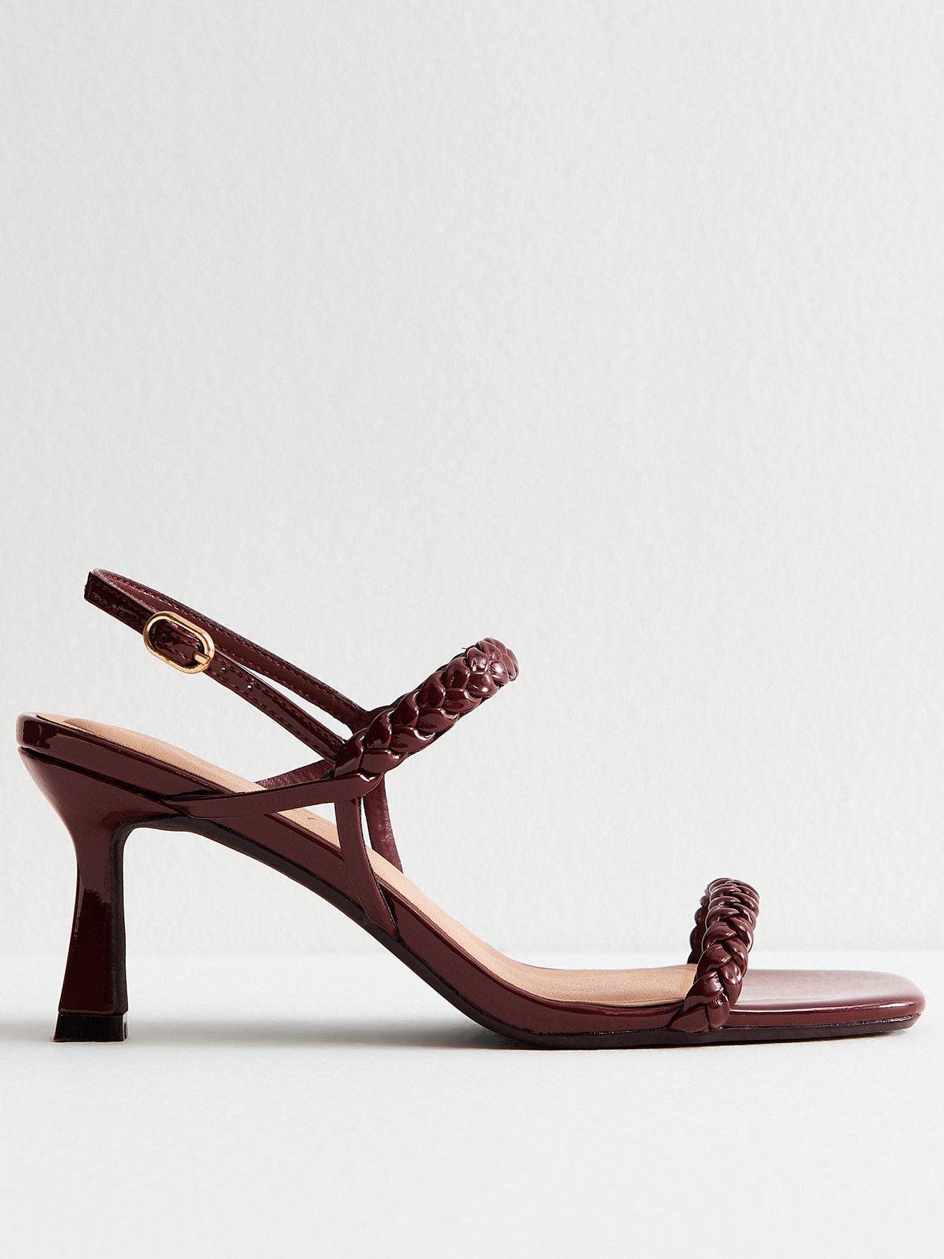 New Look: Dark Burgundy Faux Leather Braided Strap Sandals