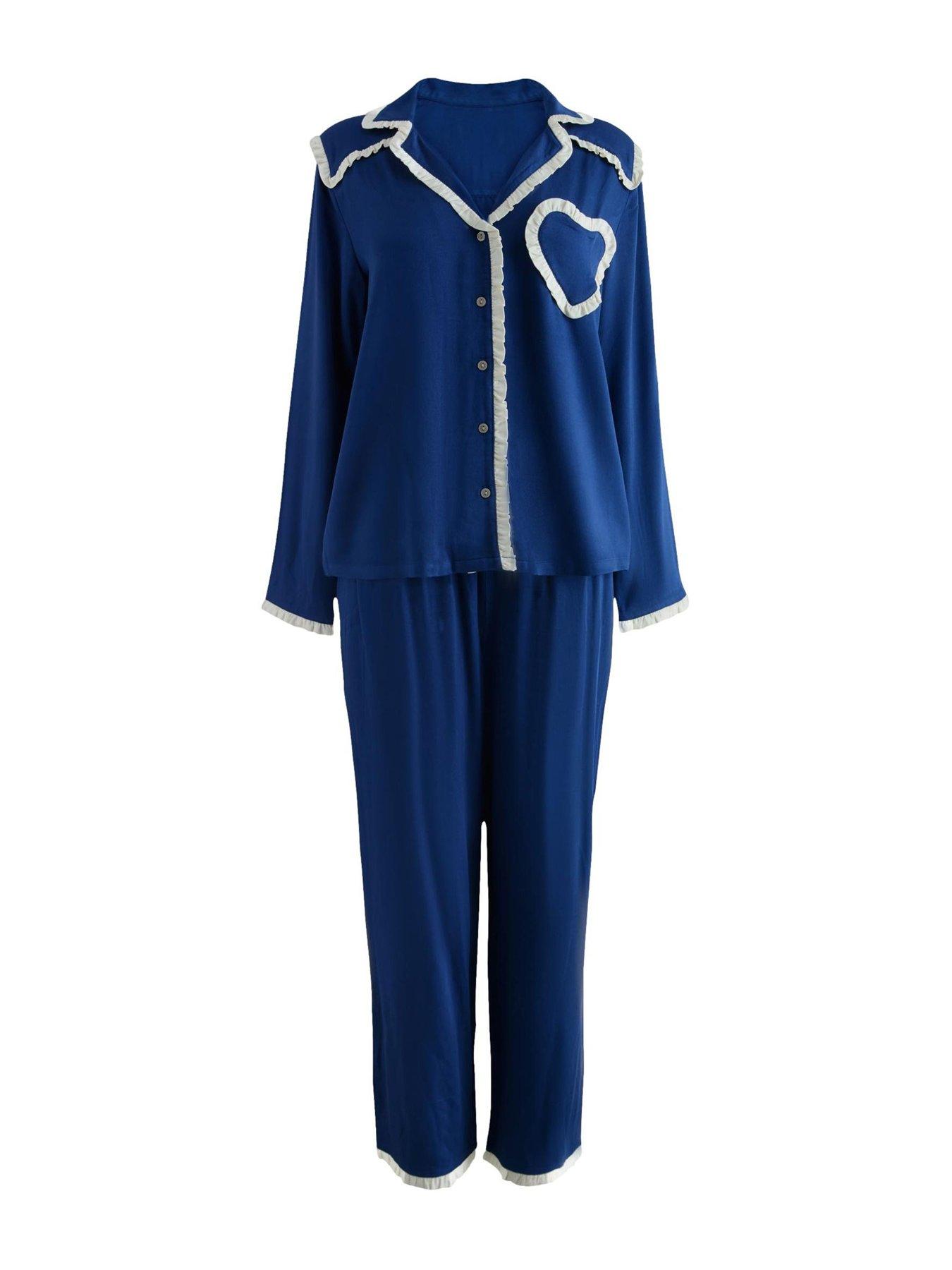Cath Kidston Frill Detail Heart Pyjama Set - Navy