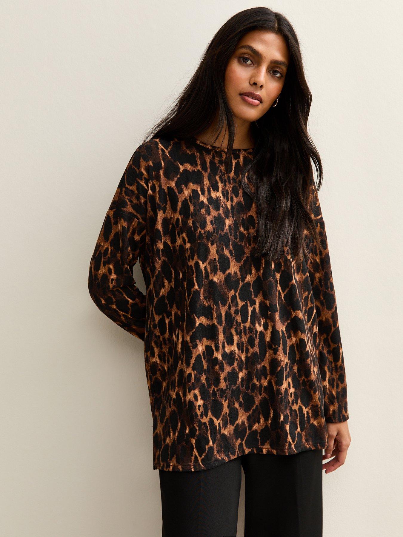 New Look Brown Leopard Print Soft Touch Top