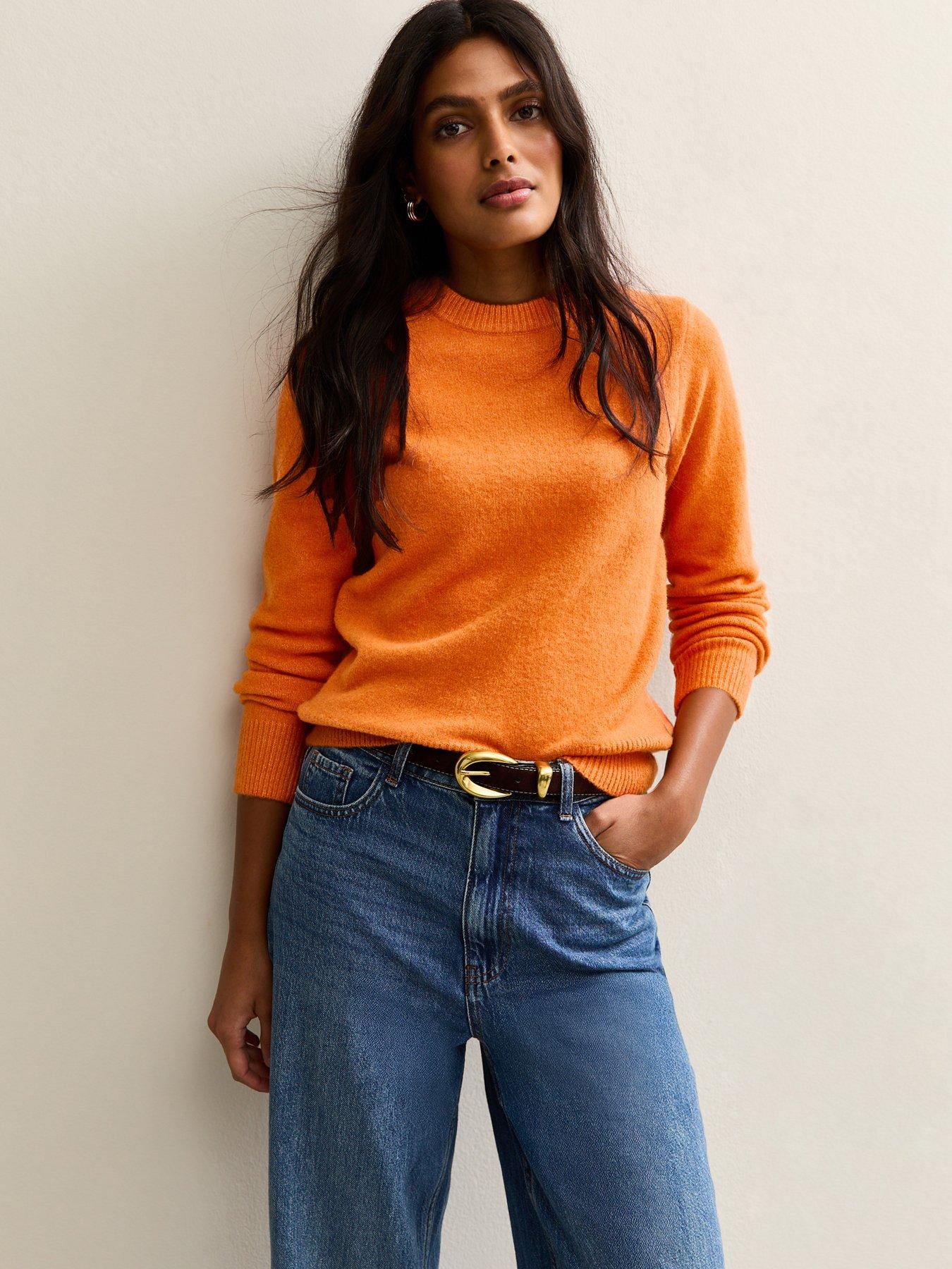 undefined Orange Crew Neck Jumper