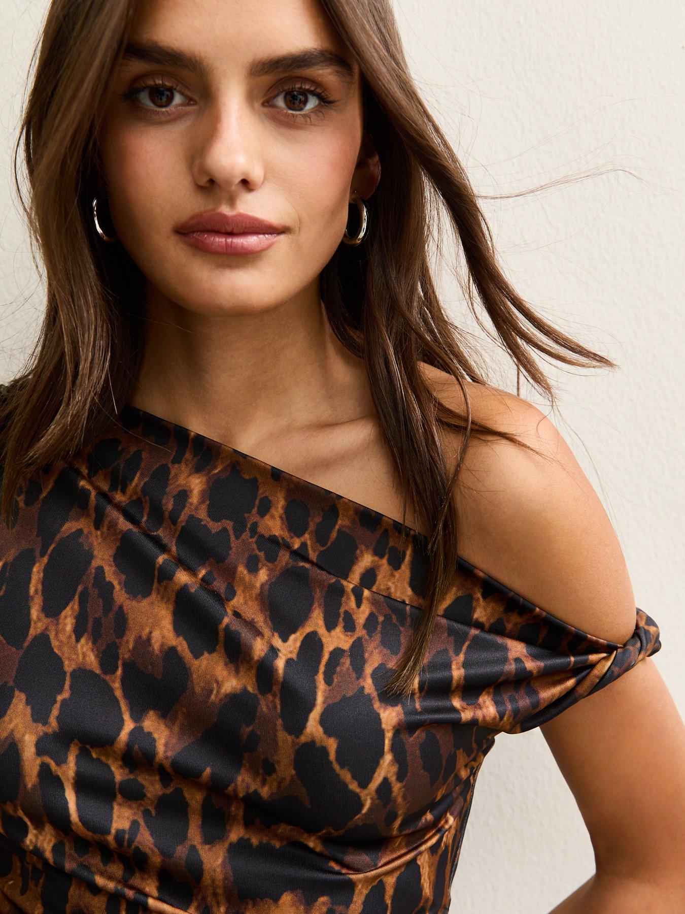 New Look Leopard Print Off The Shoulder Top - Brown | Very