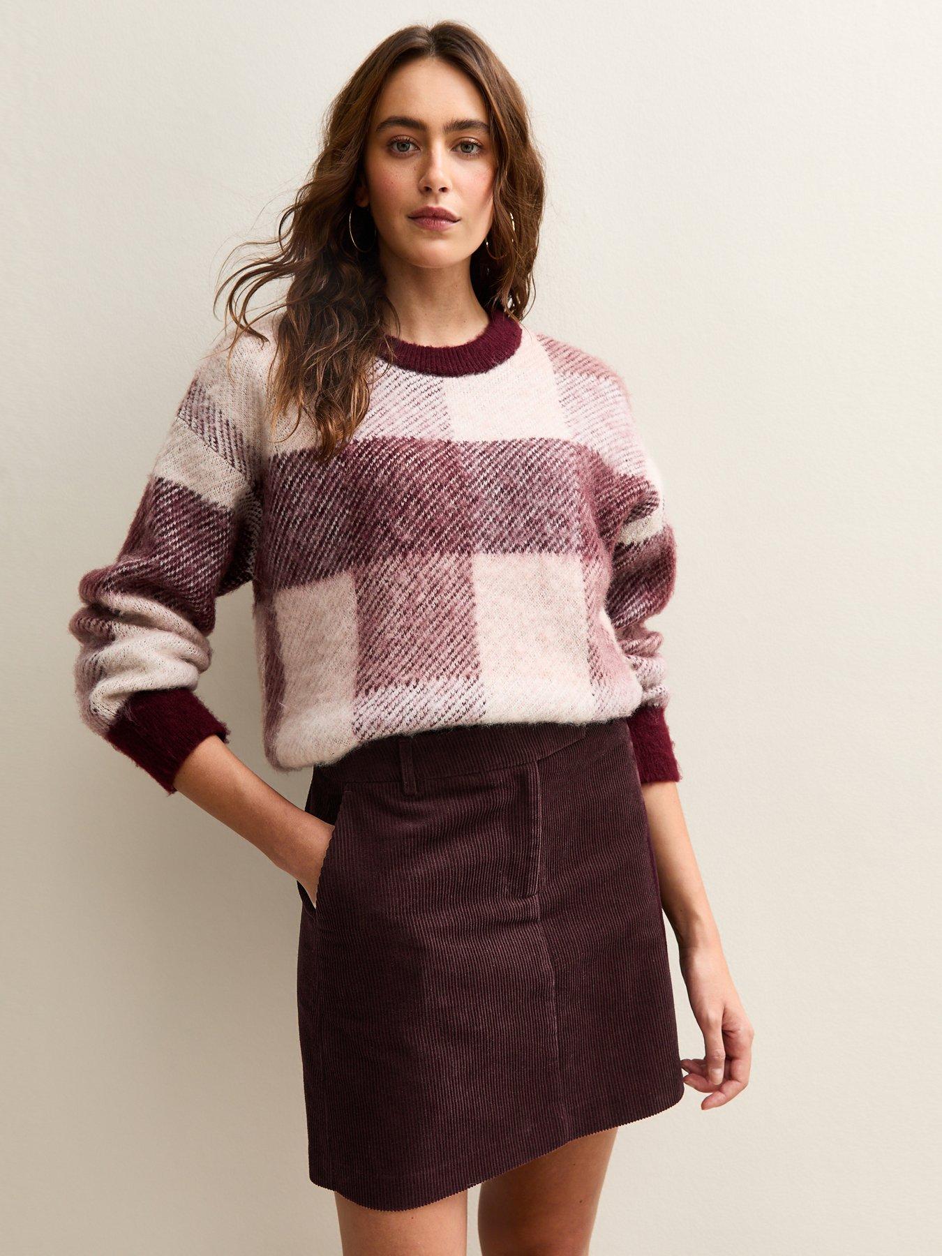 New Look Burgundy Corduroy Mini Skirt