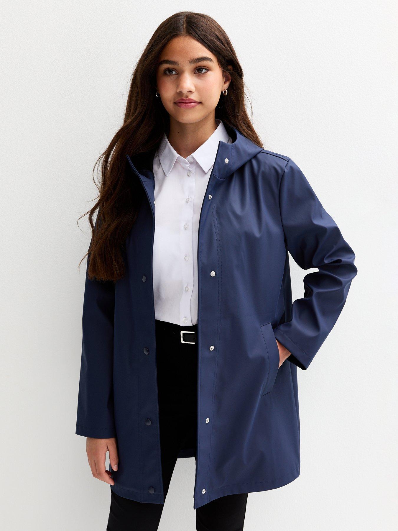 undefined Girls Hooded Unlined Jacket - Navy