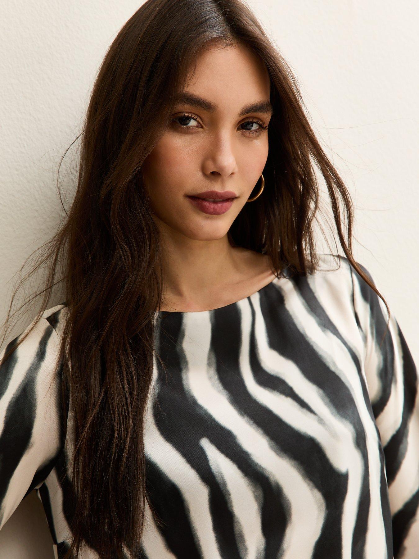 Image 4 of 5 of New Look Zebra Print Satin Mini Dress - Print