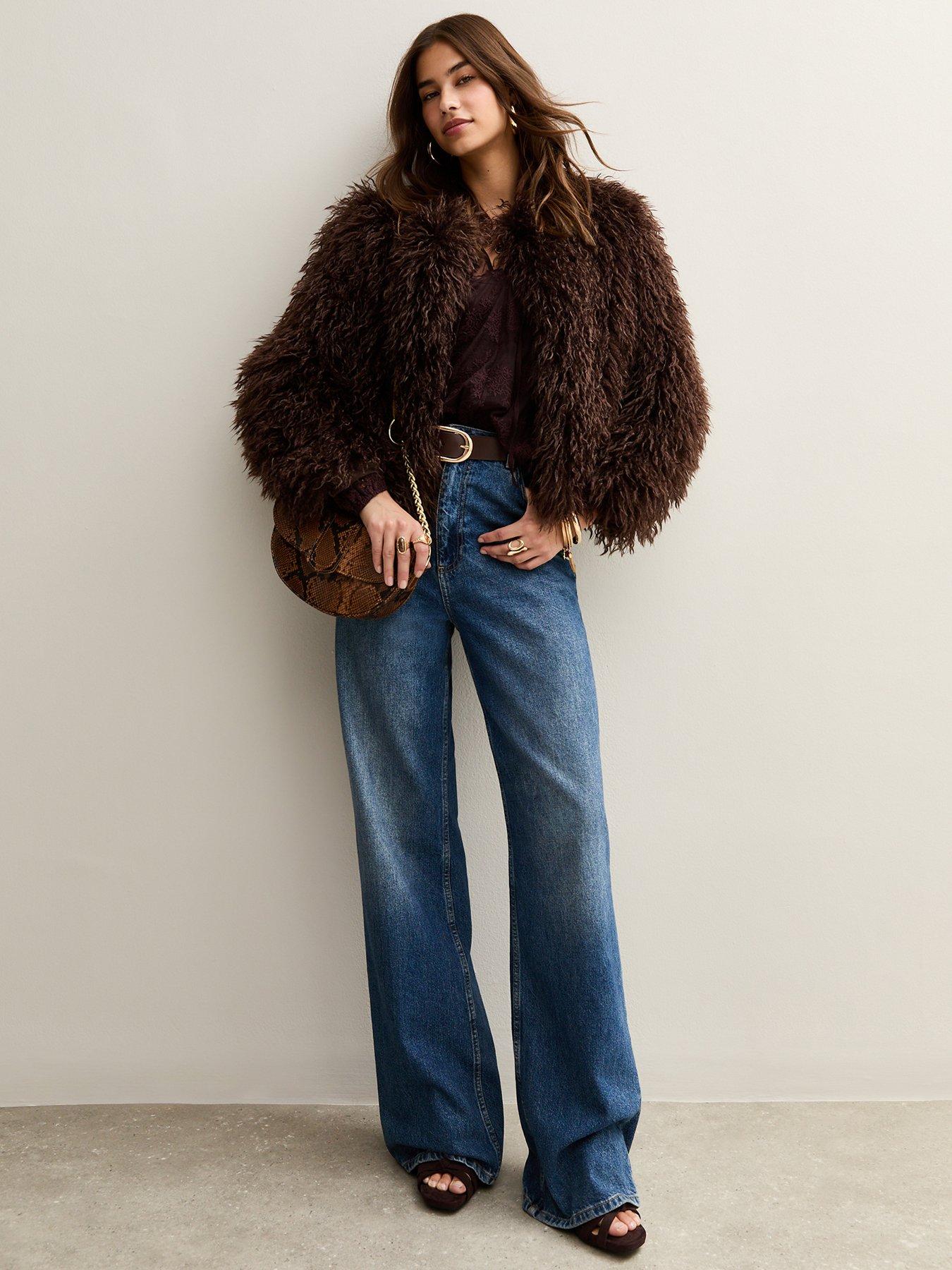Image 3 of 4 of New Look Faux Fur Coat - Brown