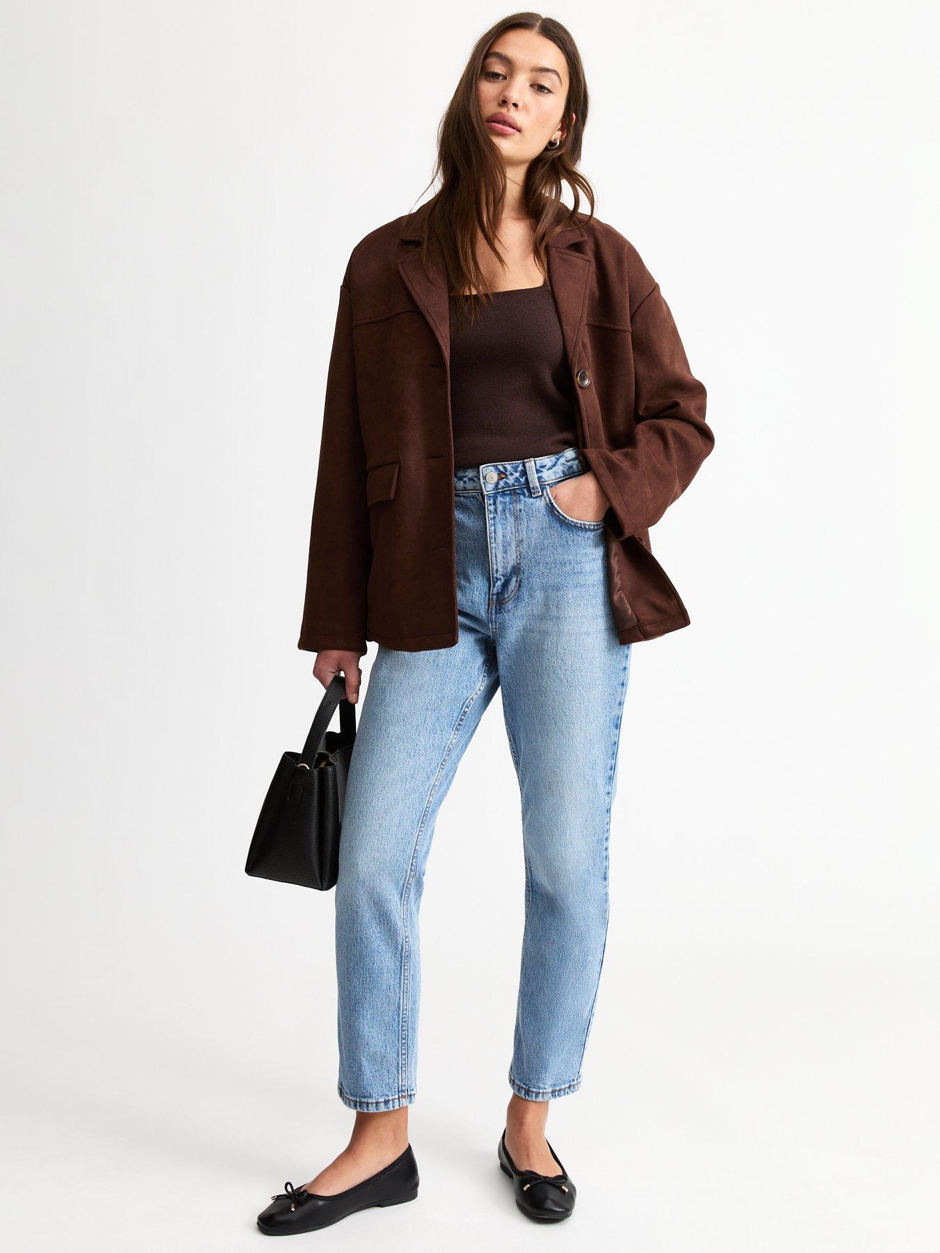 Image 1 of 6 of New Look Light Blue Hannah Ankle Grazer Straight Leg Jeans