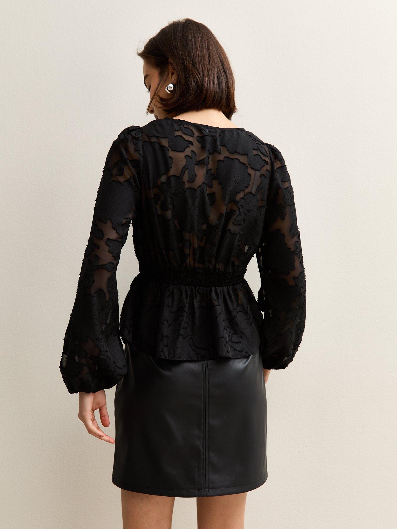 New Patchwork Cotton Blouse With Button Front Black Floral Print For Autumn Women By Wavlynn main image 0