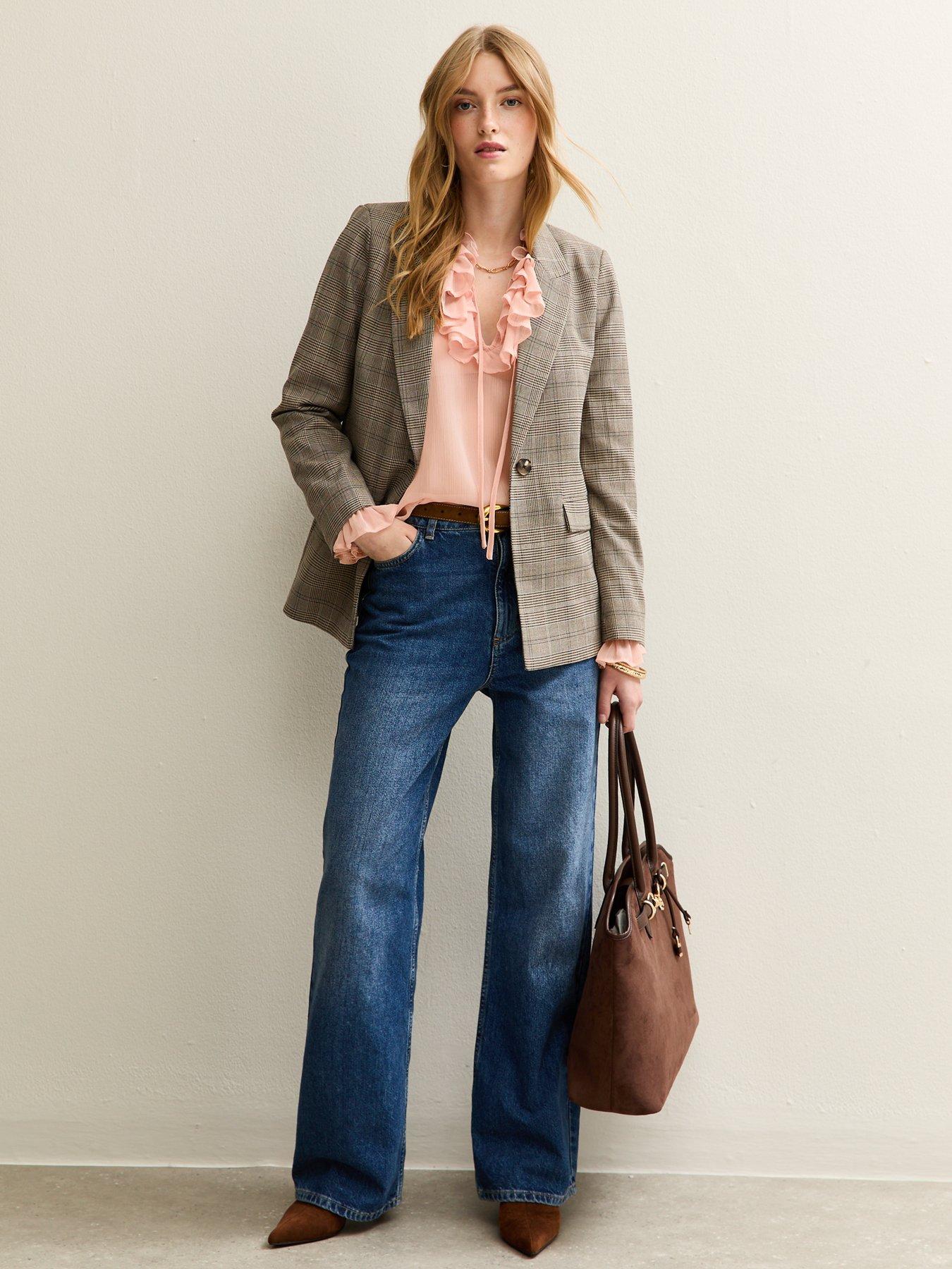 Image 3 of 4 of New Look Frill Trim Chiffon Blouse - Pink