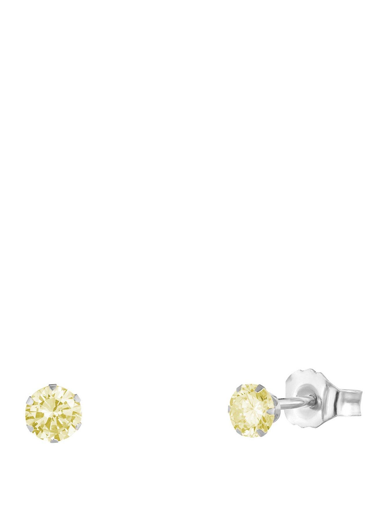 The Love Collection Sterling Silver 3mm CZ Birthstone Stud Earrings