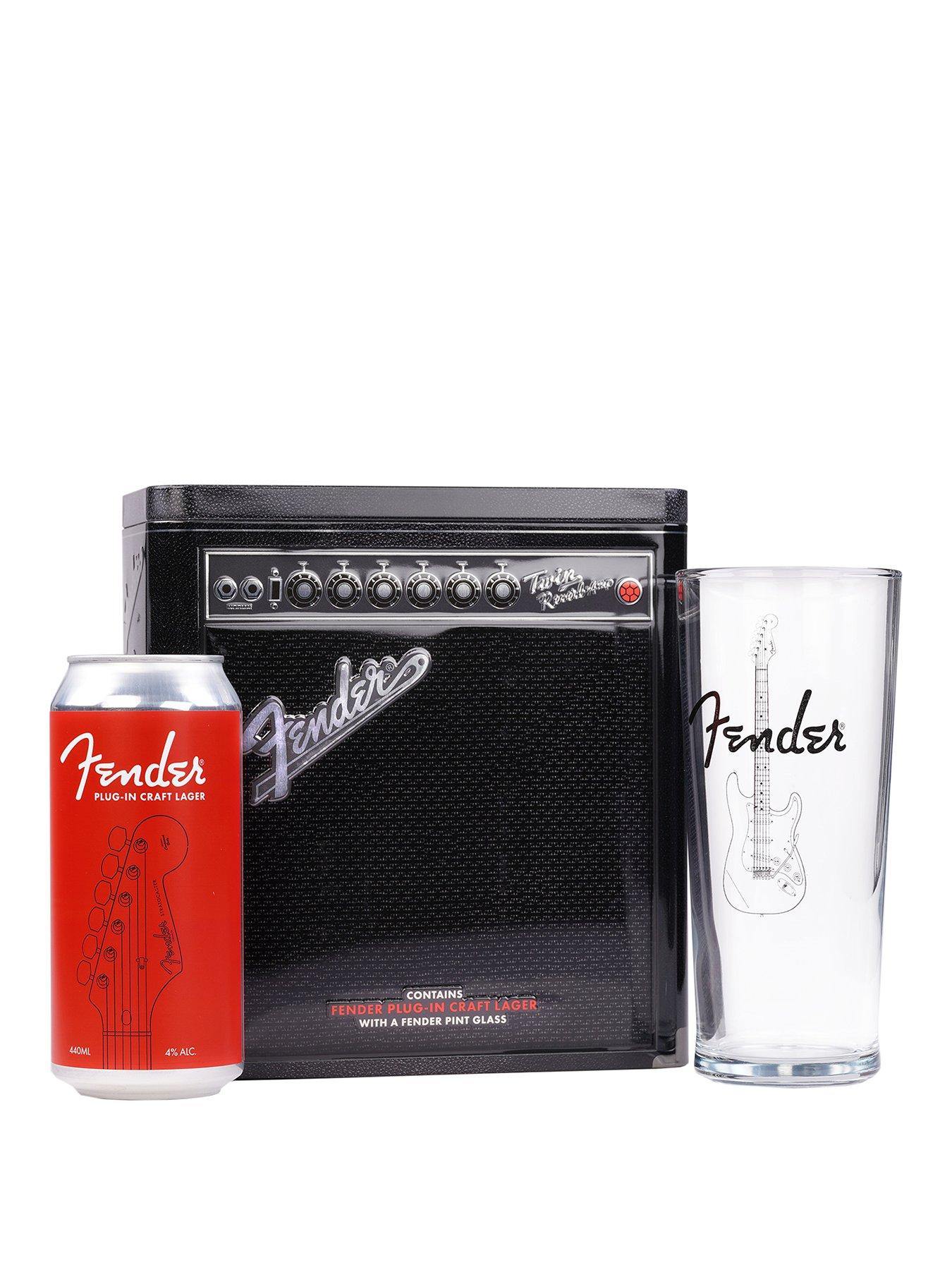 Fender Tin - 440ml Fender Amped Lager  &  branded glass