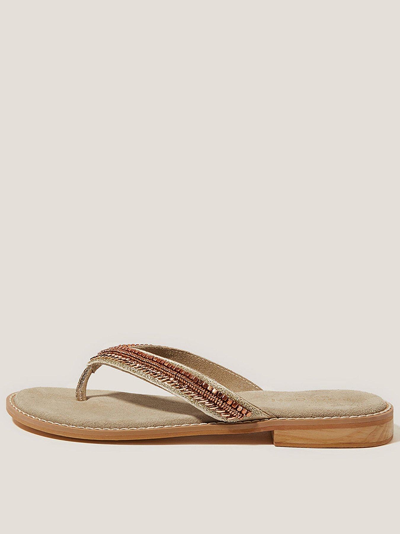 undefined Sia Beaded Leather Flip Flop Sandals Bronze