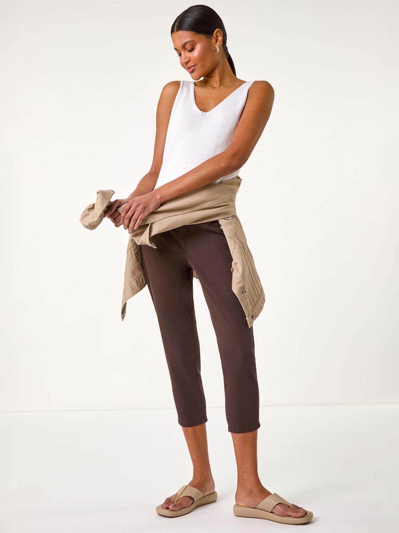 Image 3 of 5 of Roman Cropped Stretch Denim Jegging - Chocolate